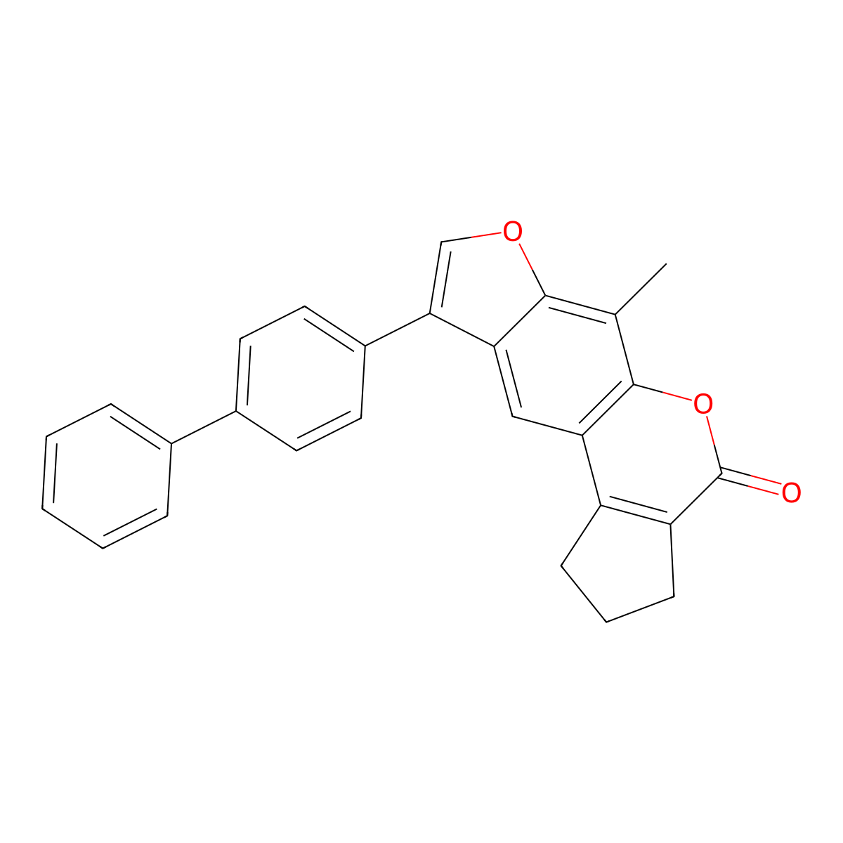 9-(4-biphenylyl)-6-methyl-2,3-dihydrocyclopenta[c]furo[3,2-g]chromen-4(1H)-one molecular structure, CAS 374764-49-5