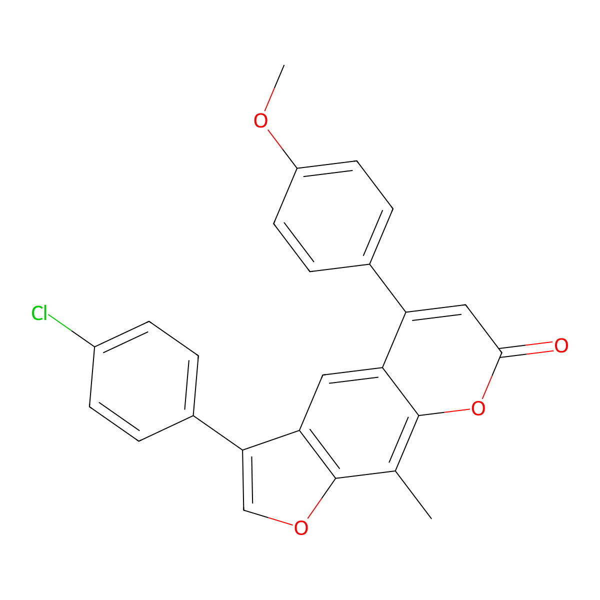 3-(4-chlorophenyl)-5-(4-methoxyphenyl)-9-methyl-7H-furo[3,2-g]chromen-7-one molecular structure, CAS 374764-65-5
