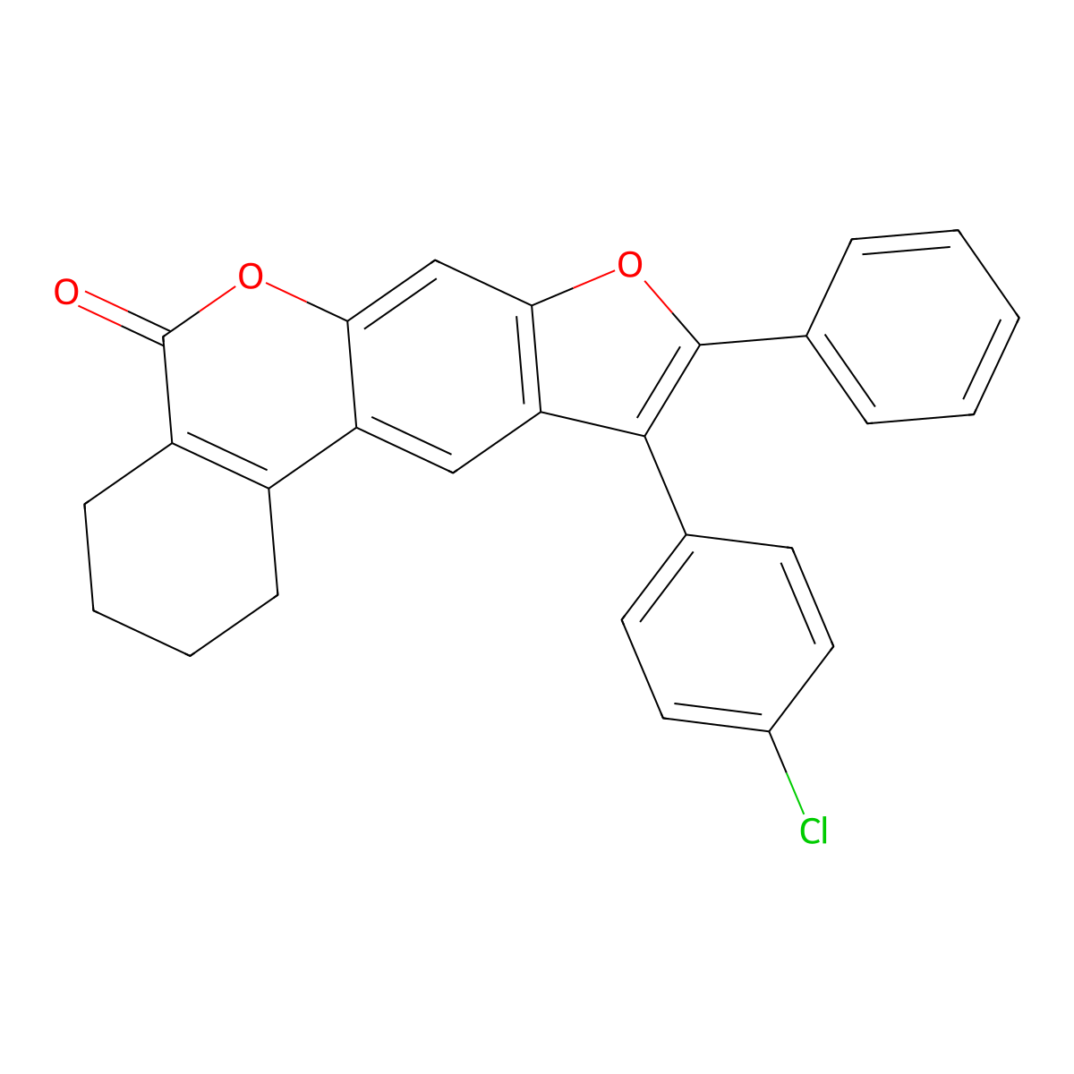 10-(4-chlorophenyl)-9-phenyl-1,2,3,4-tetrahydro-5H-benzo[c]furo[3,2-g]chromen-5-one molecular structure, CAS 374764-84-8