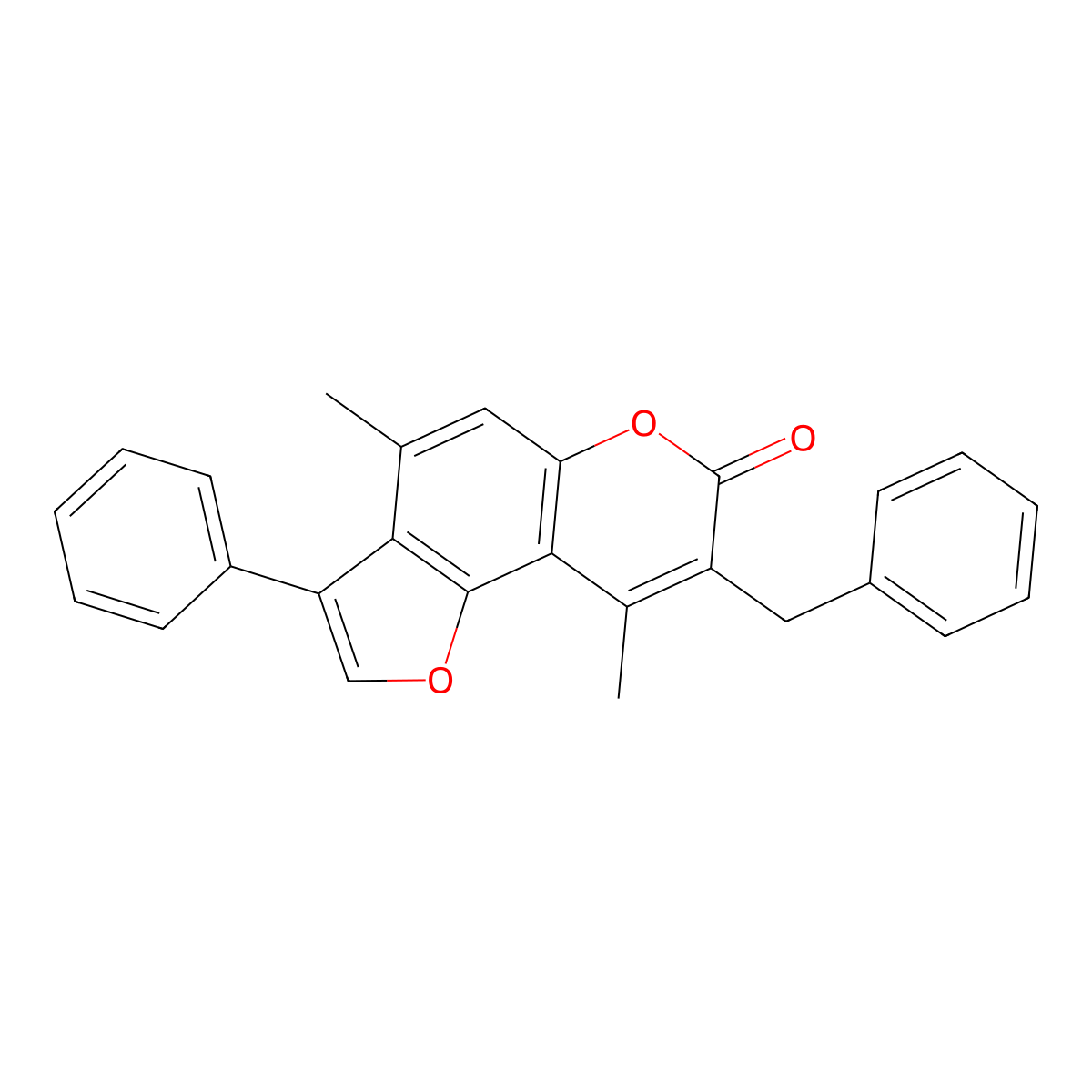 8-benzyl-4,9-dimethyl-3-phenyl-7H-furo[2,3-f]chromen-7-one molecular structure, CAS 374764-85-9