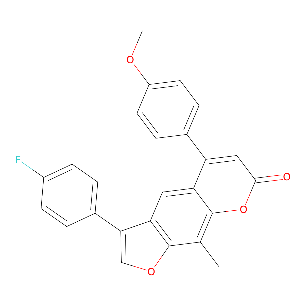 3-(4-fluorophenyl)-5-(4-methoxyphenyl)-9-methyl-7H-furo[3,2-g]chromen-7-one molecular structure, CAS 374765-13-6