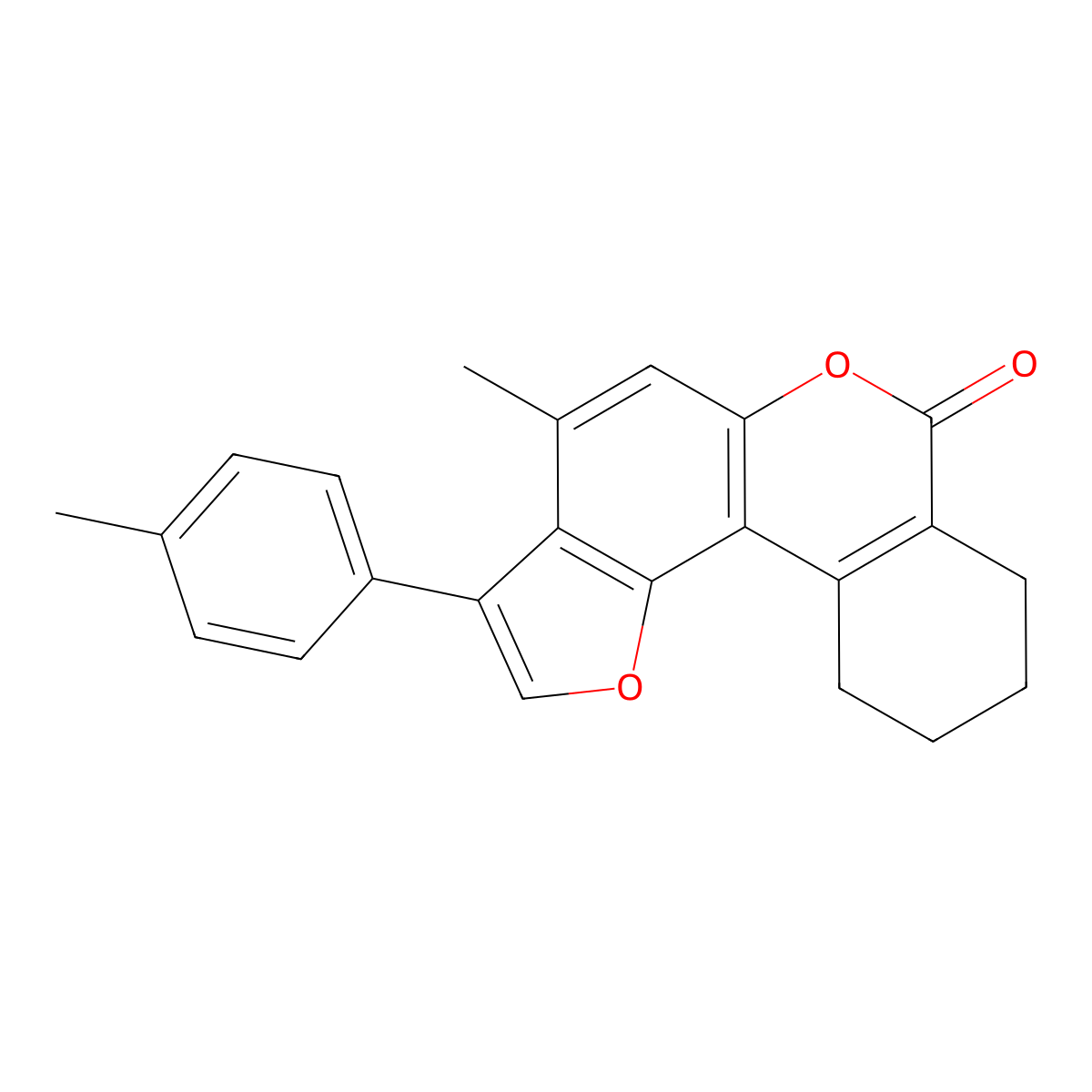 4-methyl-3-(4-methylphenyl)-8,9,10,11-tetrahydro-7H-benzo[c]furo[2,3-f]chromen-7-one molecular structure, CAS 374765-17-0