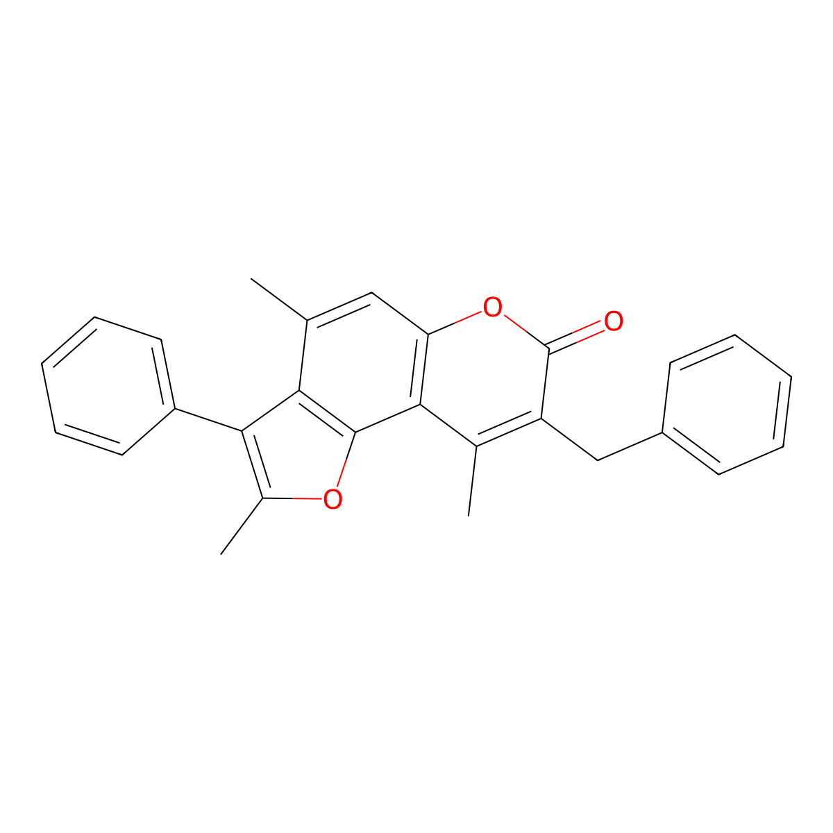 8-benzyl-2,4,9-trimethyl-3-phenyl-7H-furo[2,3-f]chromen-7-one molecular structure, CAS 374765-22-7