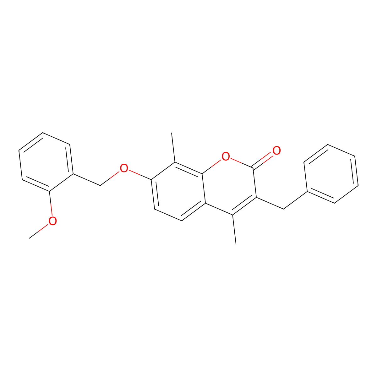 3-benzyl-7-[(2-methoxybenzyl)oxy]-4,8-dimethyl-2H-chromen-2-one molecular structure, CAS 374765-35-2