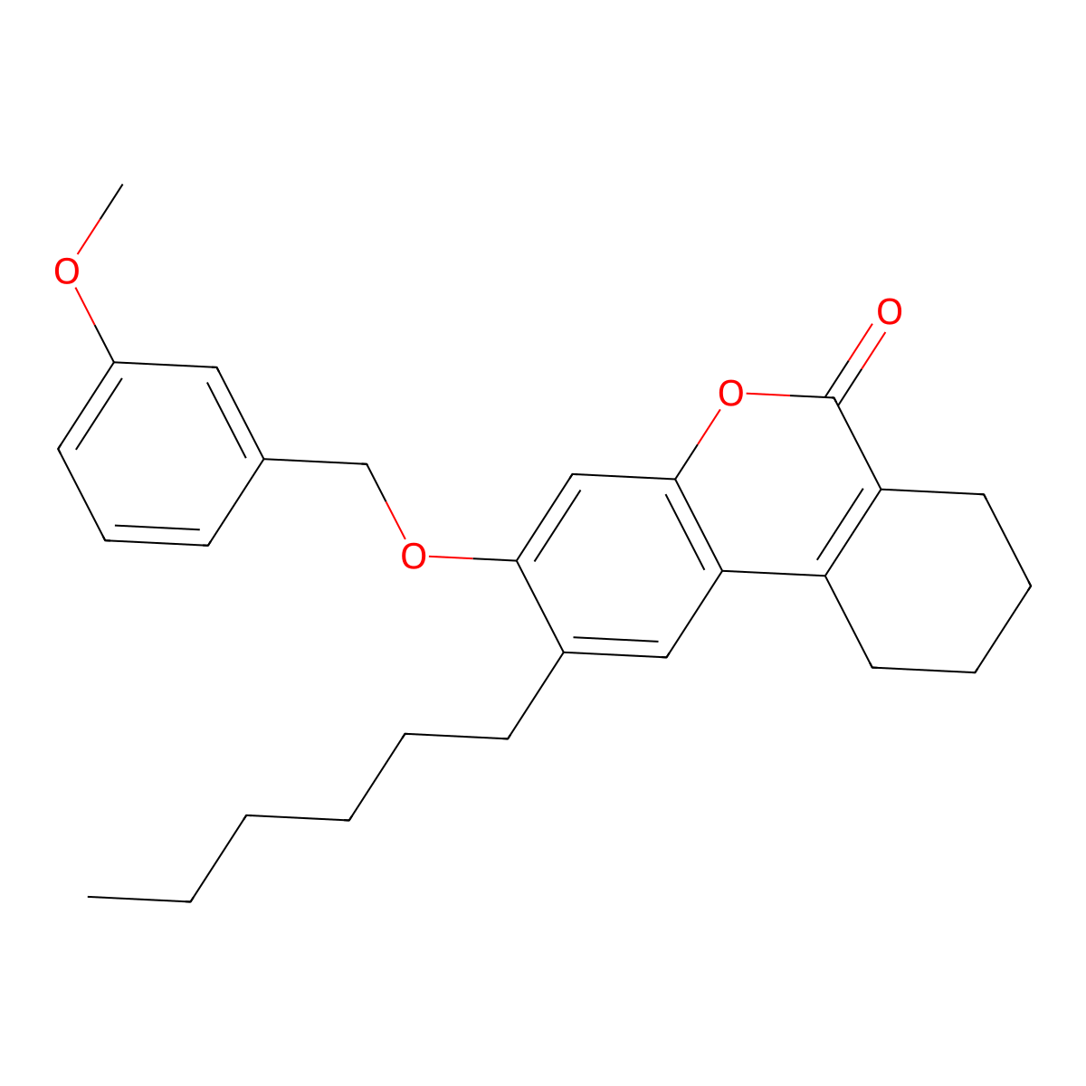 2-hexyl-3-[(3-methoxybenzyl)oxy]-7,8,9,10-tetrahydro-6H-benzo[c]chromen-6-one molecular structure, CAS 374765-41-0