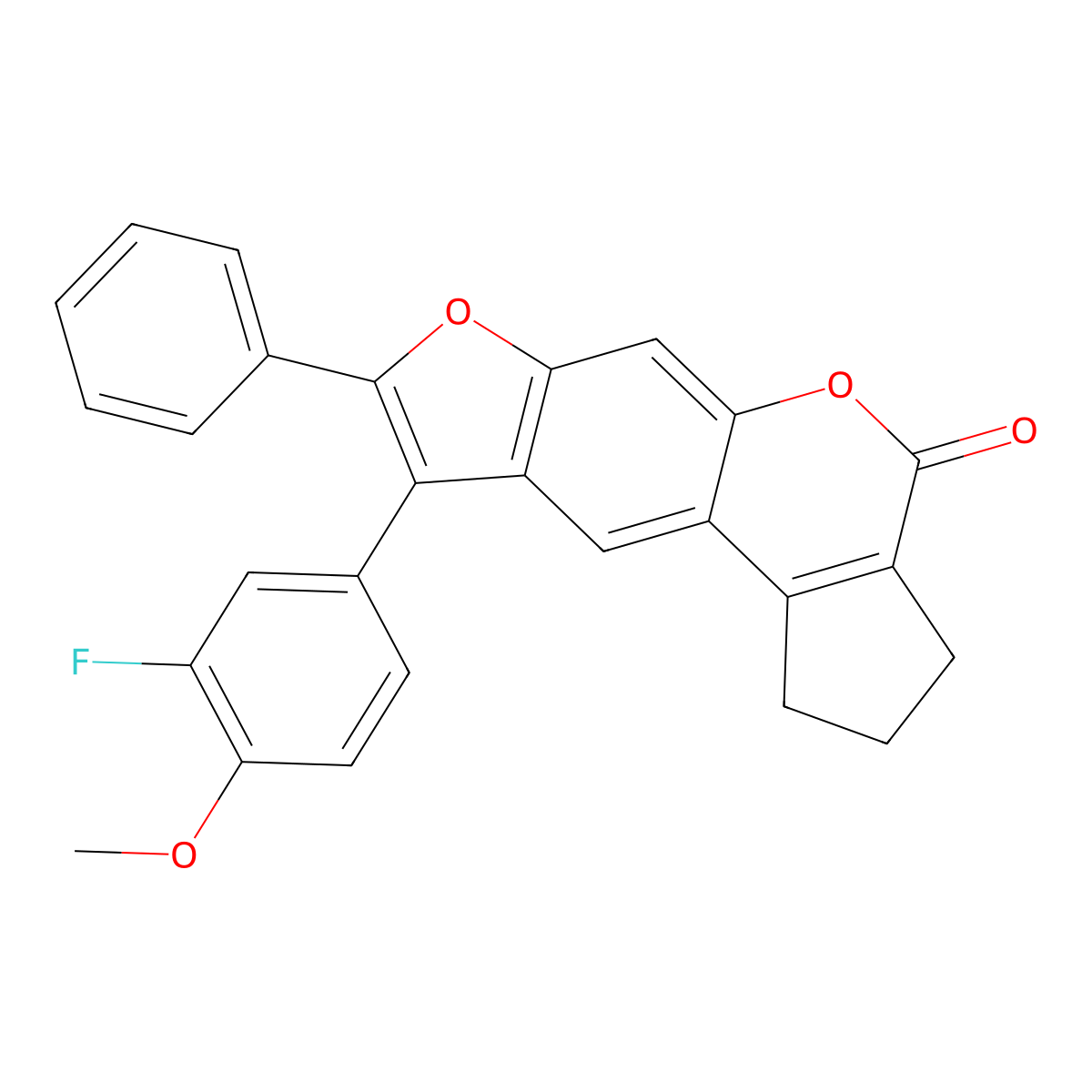 9-(3-fluoro-4-methoxyphenyl)-8-phenyl-2,3-dihydrocyclopenta[c]furo[3,2-g]chromen-4(1H)-one molecular structure, CAS 374765-44-3