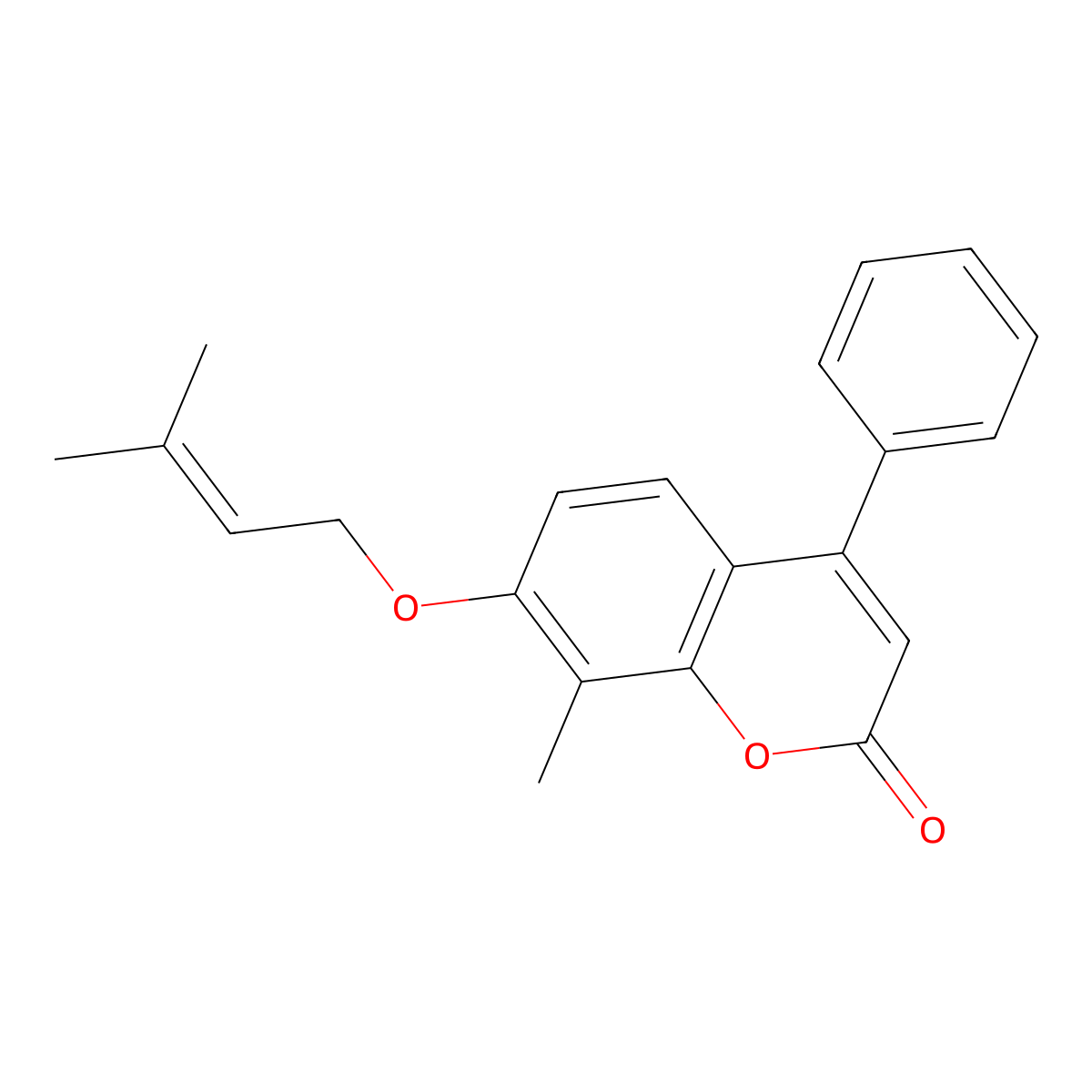 8-Methyl-7-((3-methyl-2-butenyl)oxy)-4-phenyl-2H-chromen-2-one molecular structure, CAS 374765-45-4