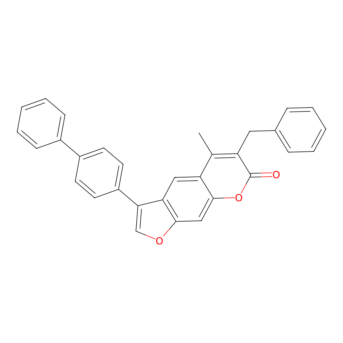 6-benzyl-3-(4-biphenylyl)-5-methyl-7H-furo[3,2-g]chromen-7-one molecular structure, CAS 374765-62-5