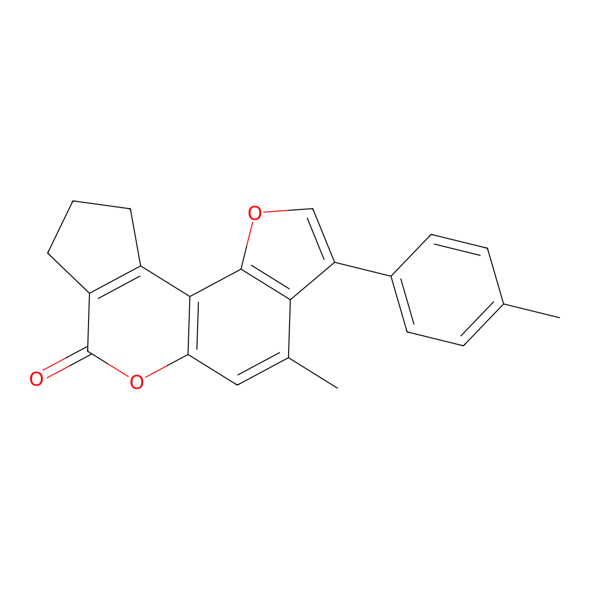 4-methyl-3-(4-methylphenyl)-9,10-dihydrocyclopenta[c]furo[2,3-f]chromen-7(8H)-one molecular structure, CAS 374765-64-7