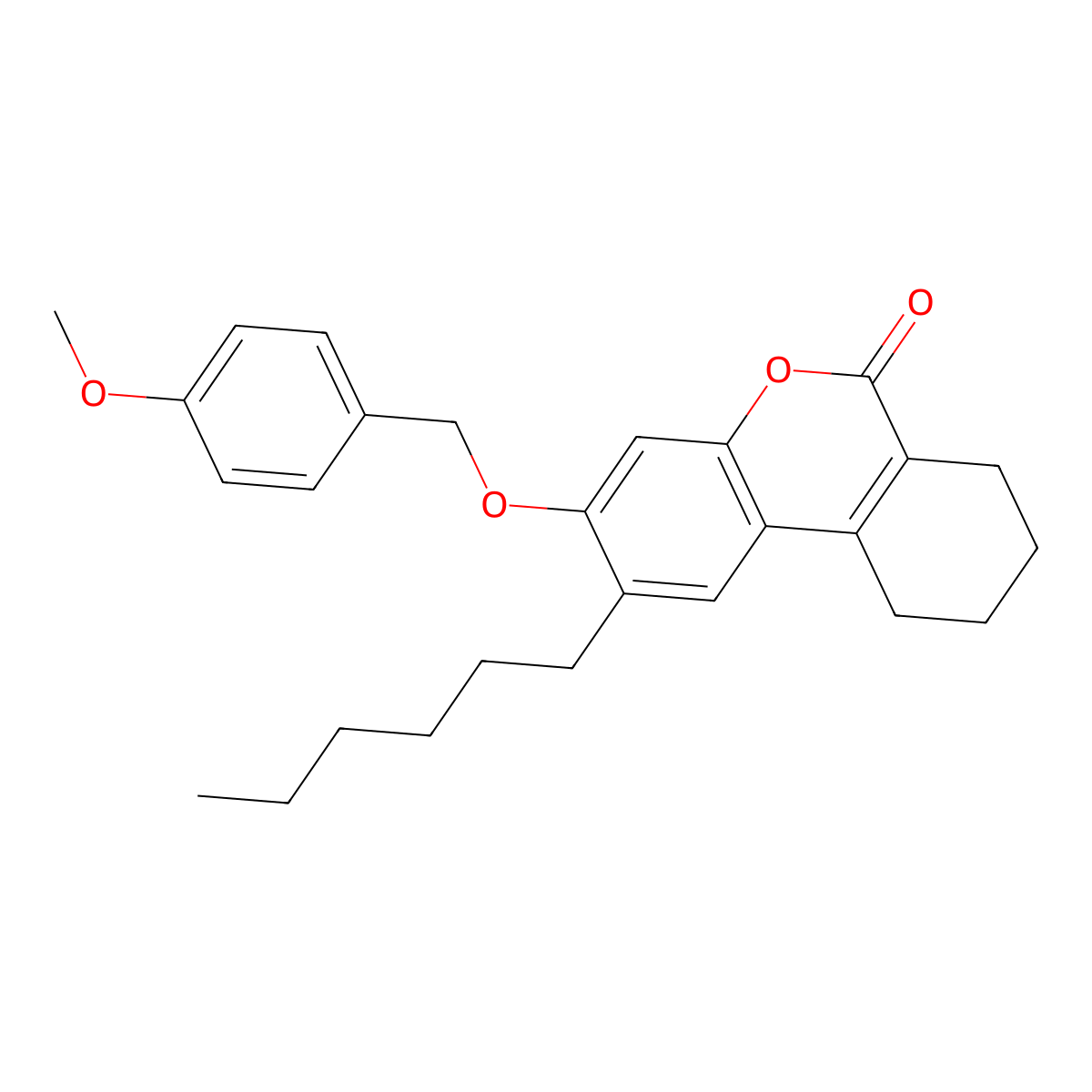 2-hexyl-3-[(4-methoxybenzyl)oxy]-7,8,9,10-tetrahydro-6H-benzo[c]chromen-6-one molecular structure, CAS 374765-65-8