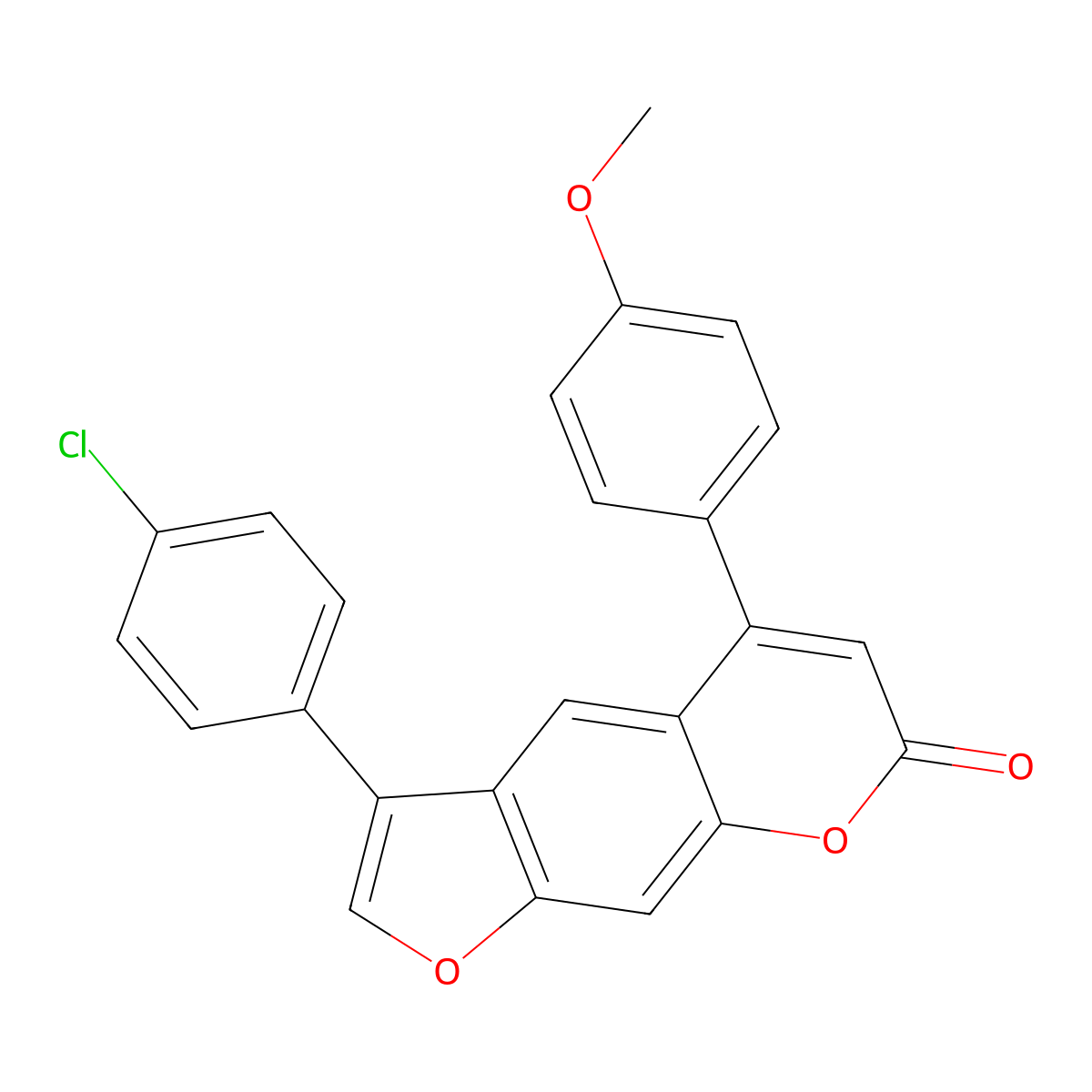 3-(4-chlorophenyl)-5-(4-methoxyphenyl)-7H-furo[3,2-g]chromen-7-one molecular structure, CAS 374765-70-5