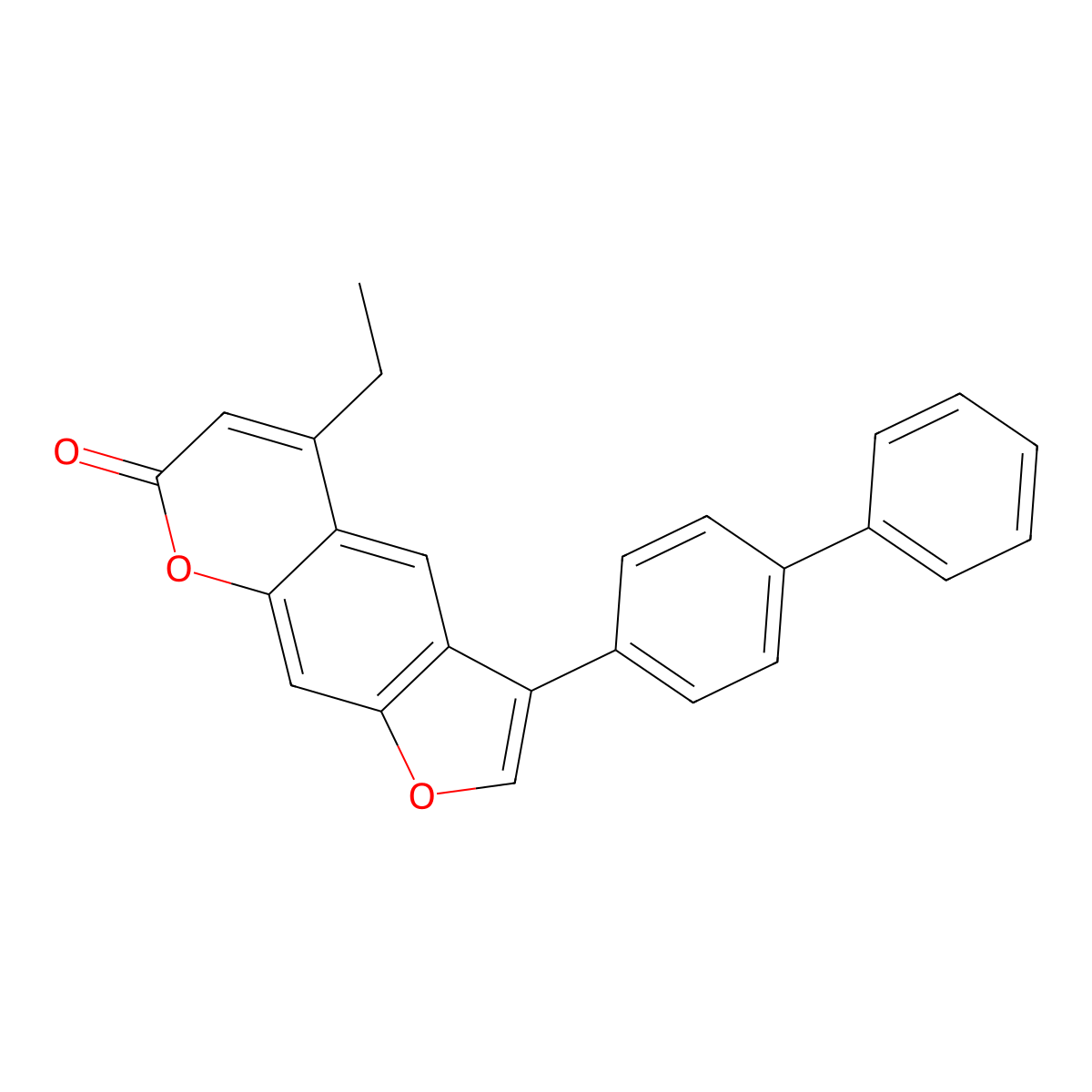 3-(biphenyl-4-yl)-5-ethyl-7H-furo[3,2-g]chromen-7-one molecular structure, CAS 374765-75-0