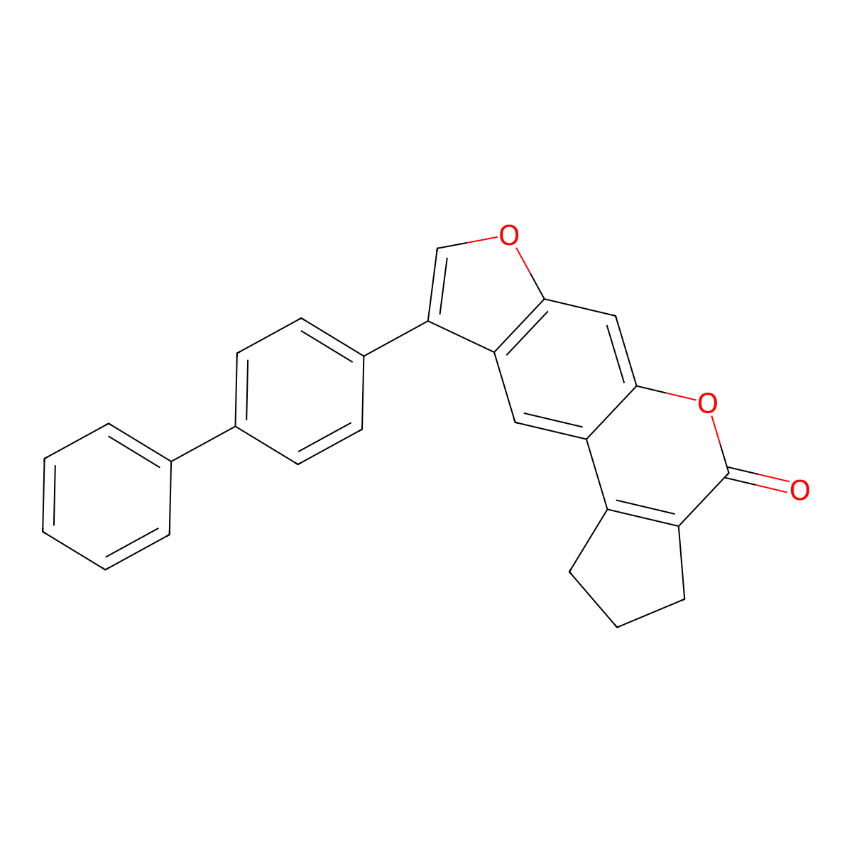 9-(biphenyl-4-yl)-2,3-dihydrocyclopenta[c]furo[3,2-g]chromen-4(1H)-one molecular structure, CAS 374766-12-8