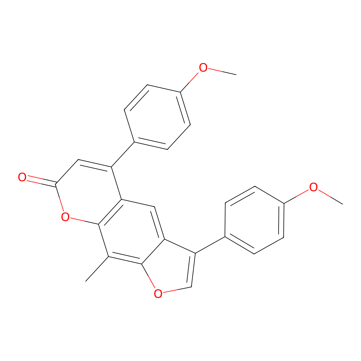 3,5-bis(4-methoxyphenyl)-9-methyl-7H-furo[3,2-g]chromen-7-one molecular structure, CAS 374766-17-3
