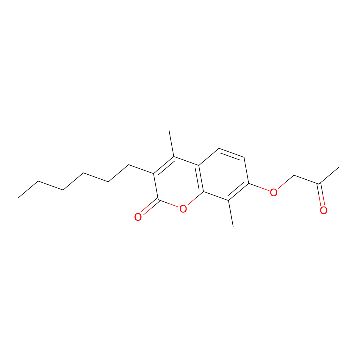 3-hexyl-4,8-dimethyl-7-(2-oxopropoxy)-2H-chromen-2-one molecular structure, CAS 374766-18-4