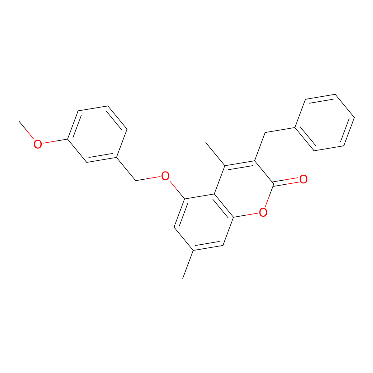 3-benzyl-5-[(3-methoxybenzyl)oxy]-4,7-dimethyl-2H-chromen-2-one molecular structure, CAS 374766-21-9