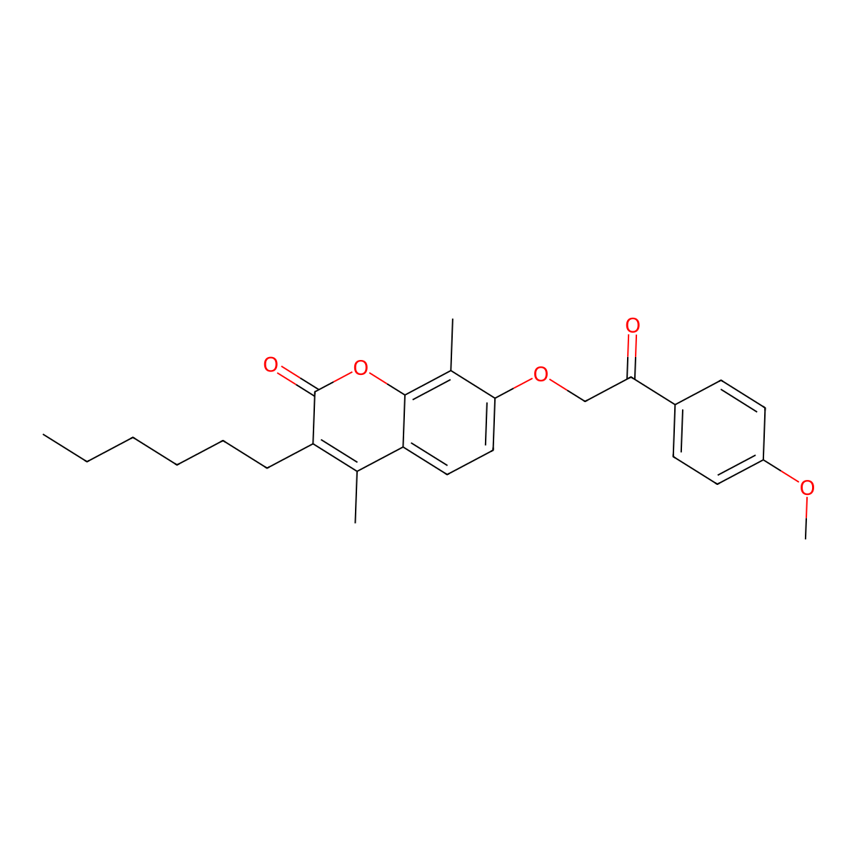 3-hexyl-7-[2-(4-methoxyphenyl)-2-oxoethoxy]-4,8-dimethyl-2H-chromen-2-one molecular structure, CAS 374766-22-0