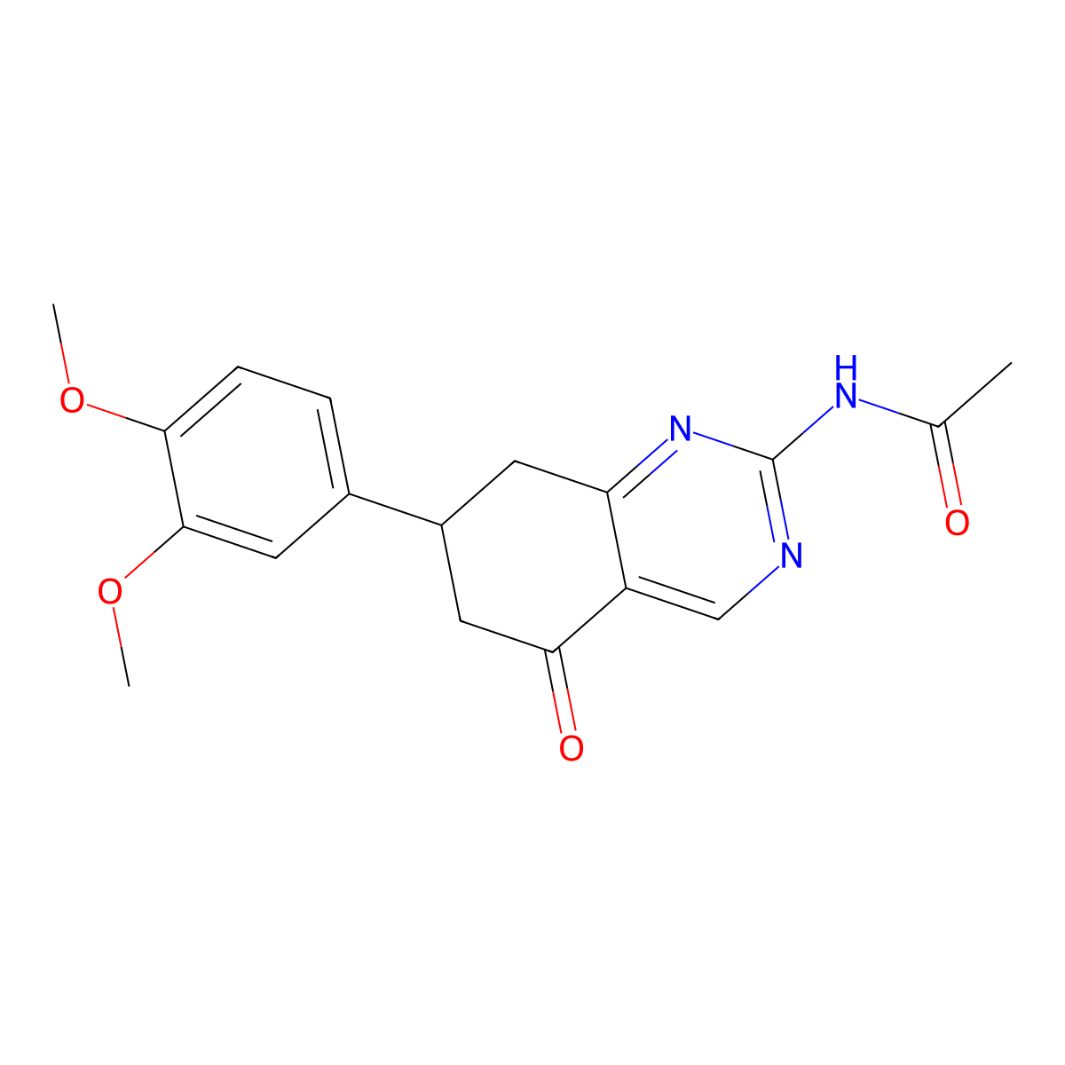 N-[7-(3,4-dimethoxyphenyl)-5-oxo-5,6,7,8-tetrahydroquinazolin-2-yl]acetamide molecular structure, CAS 374766-24-2