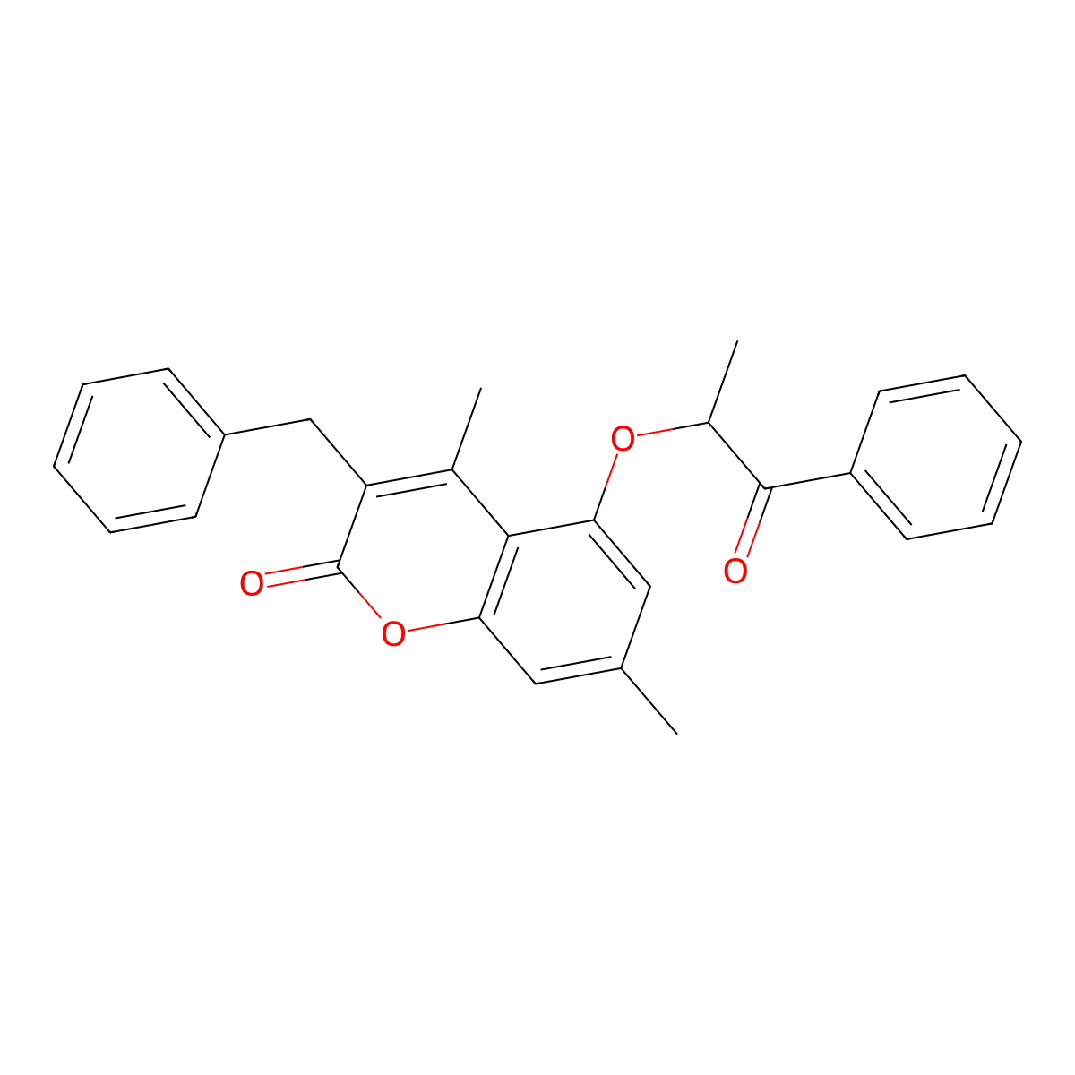 3-benzyl-4,7-dimethyl-5-(1-methyl-2-oxo-2-phenylethoxy)-2H-chromen-2-one molecular structure, CAS 374766-26-4