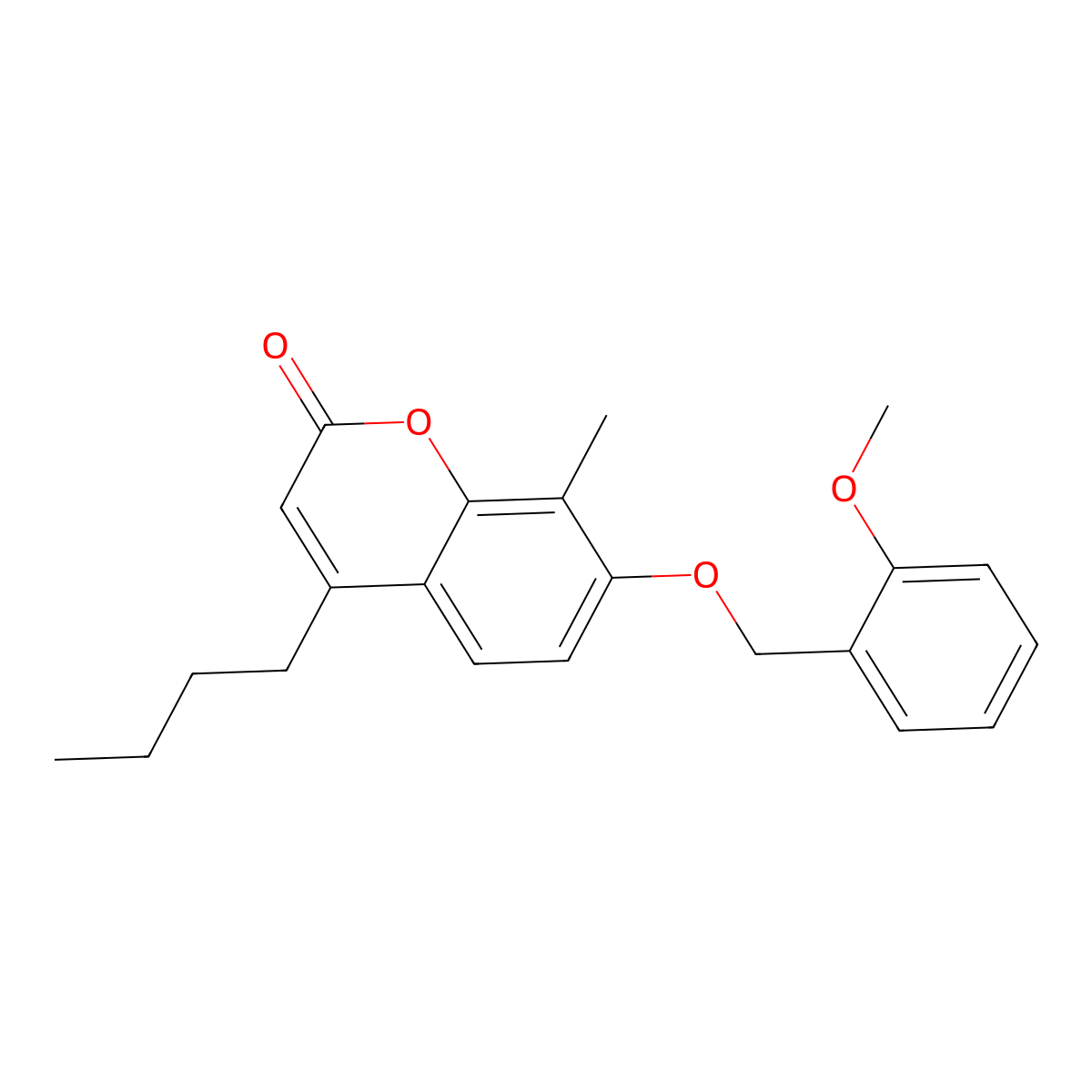 4-butyl-7-[(2-methoxybenzyl)oxy]-8-methyl-2H-chromen-2-one molecular structure, CAS 374766-38-8