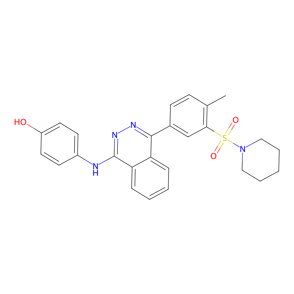 4-((4-(4-Methyl-3-(piperidin-1-ylsulfonyl)phenyl)phthalazin-1-yl)amino)phenol molecular structure, CAS 374766-53-7