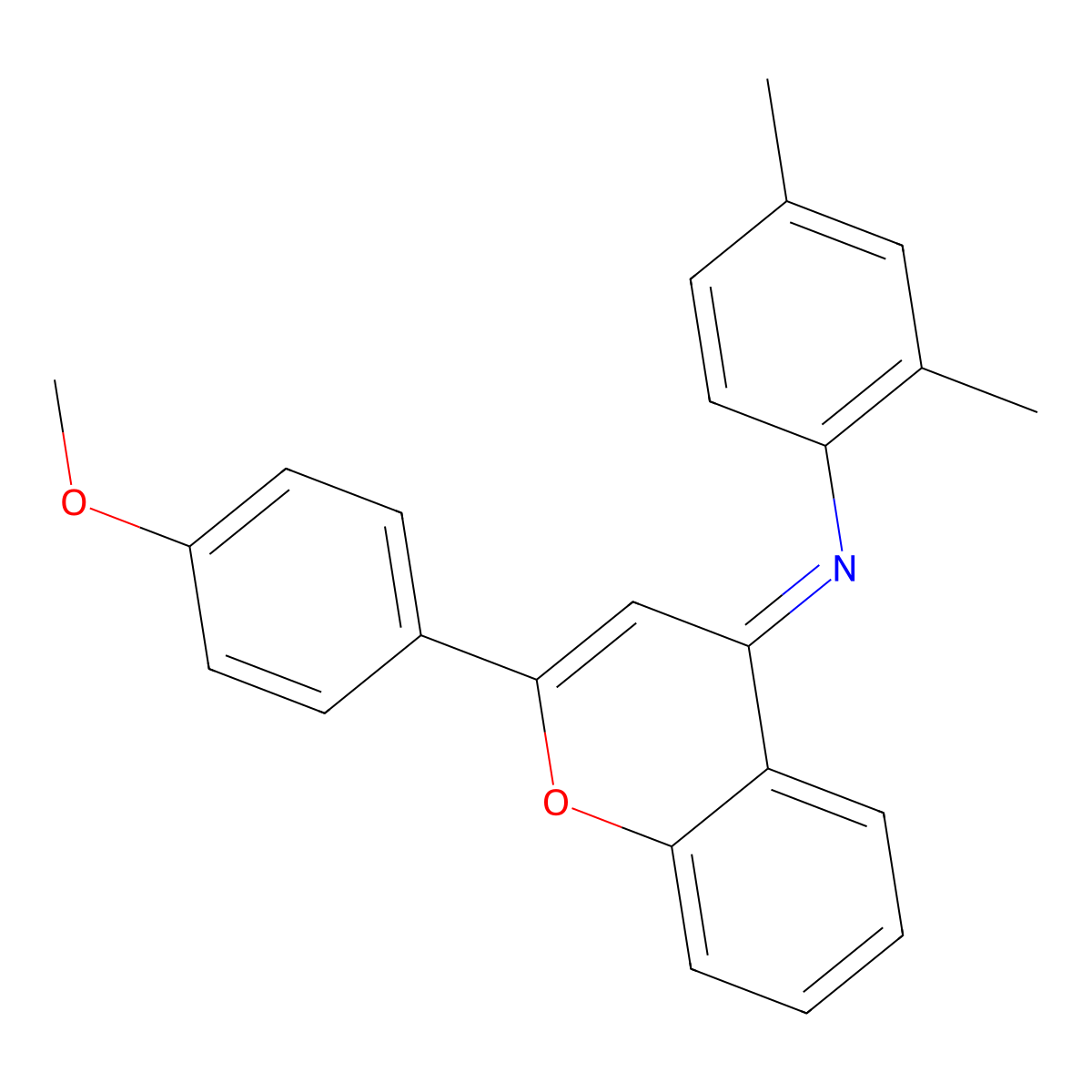 N-(2,4-dimethylphenyl)-2-(4-methoxyphenyl)chromen-4-imine molecular structure, CAS 374766-56-0