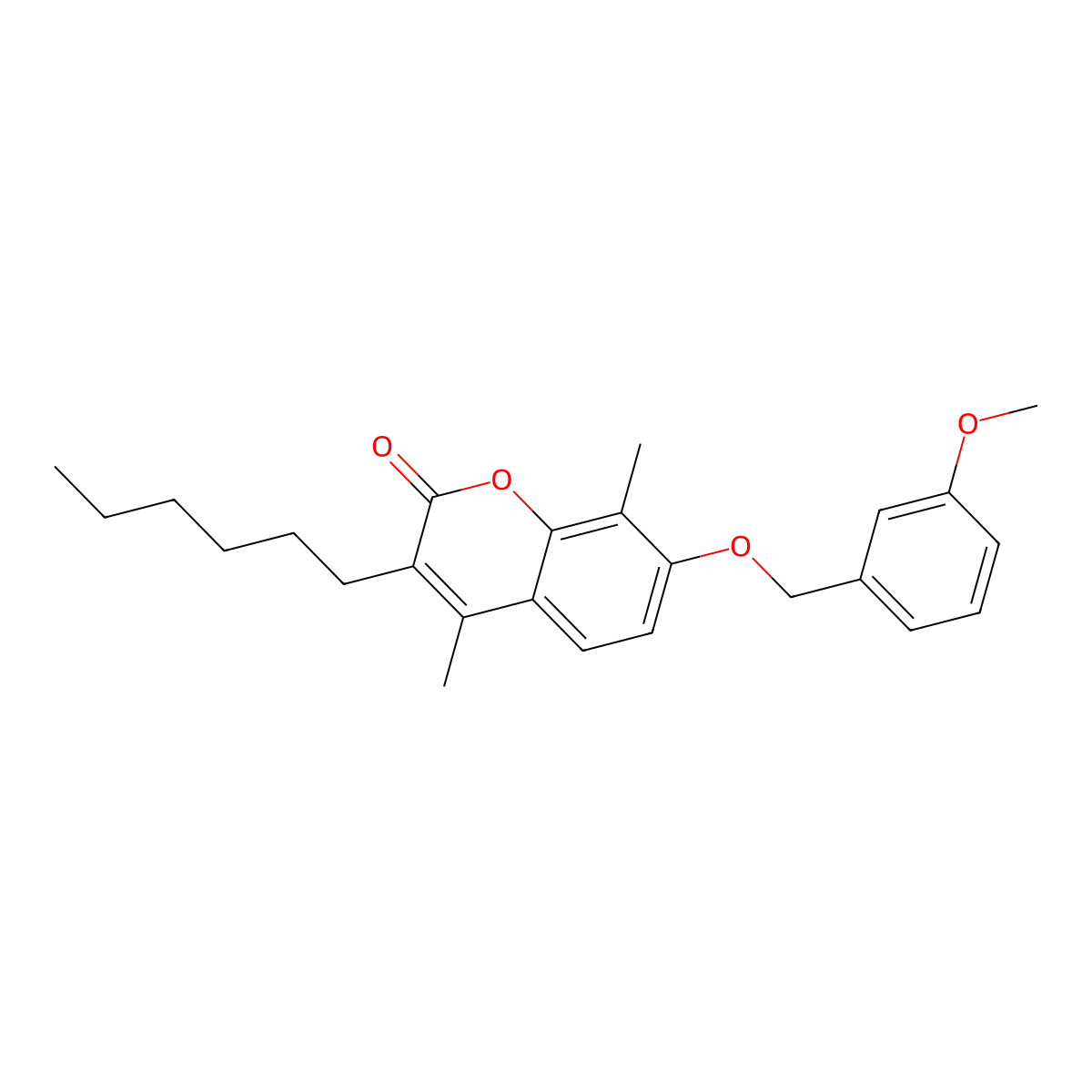 3-hexyl-7-[(3-methoxybenzyl)oxy]-4,8-dimethyl-2H-chromen-2-one molecular structure, CAS 374766-62-8