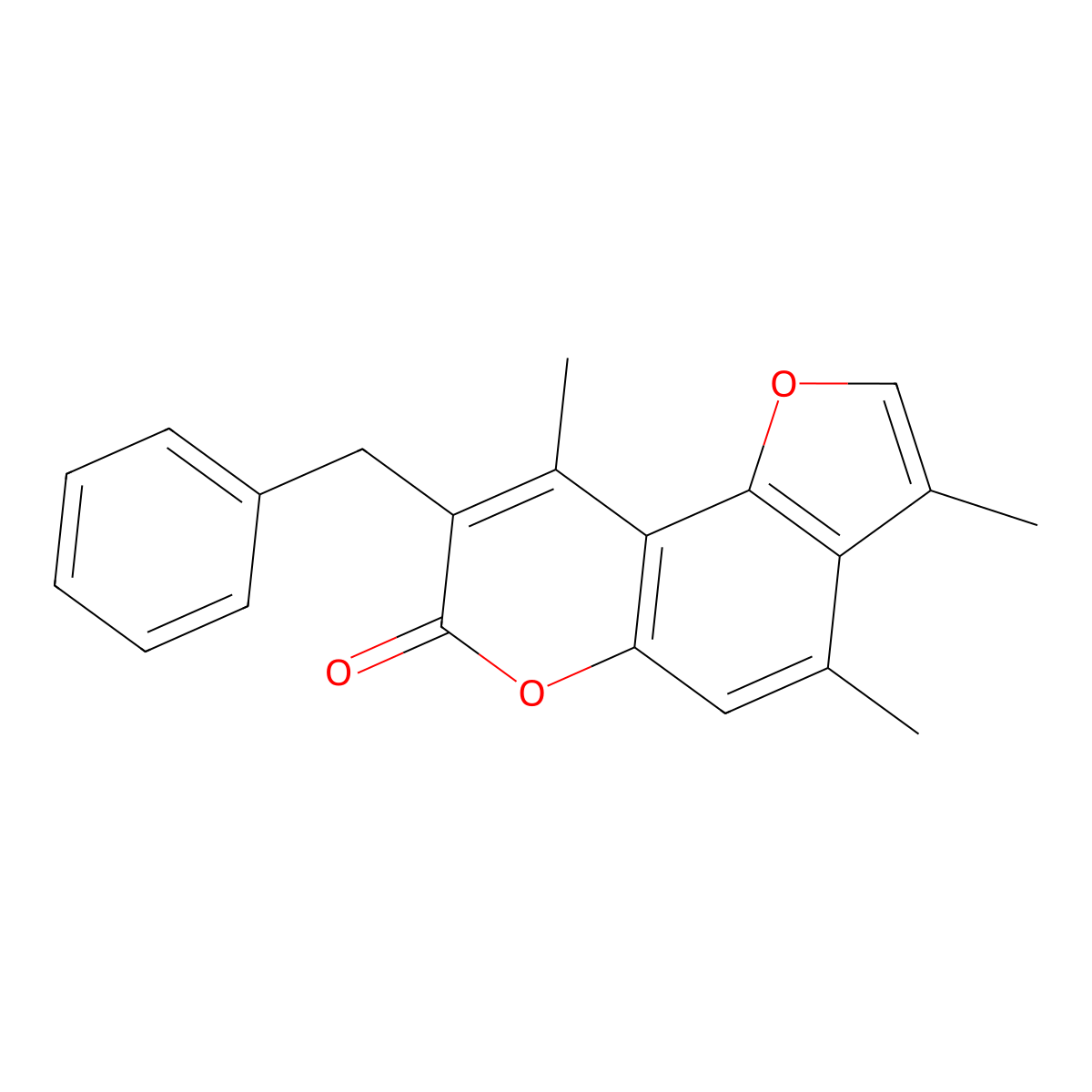 8-benzyl-3,4,9-trimethyl-7H-furo[2,3-f]chromen-7-one molecular structure, CAS 374766-68-4
