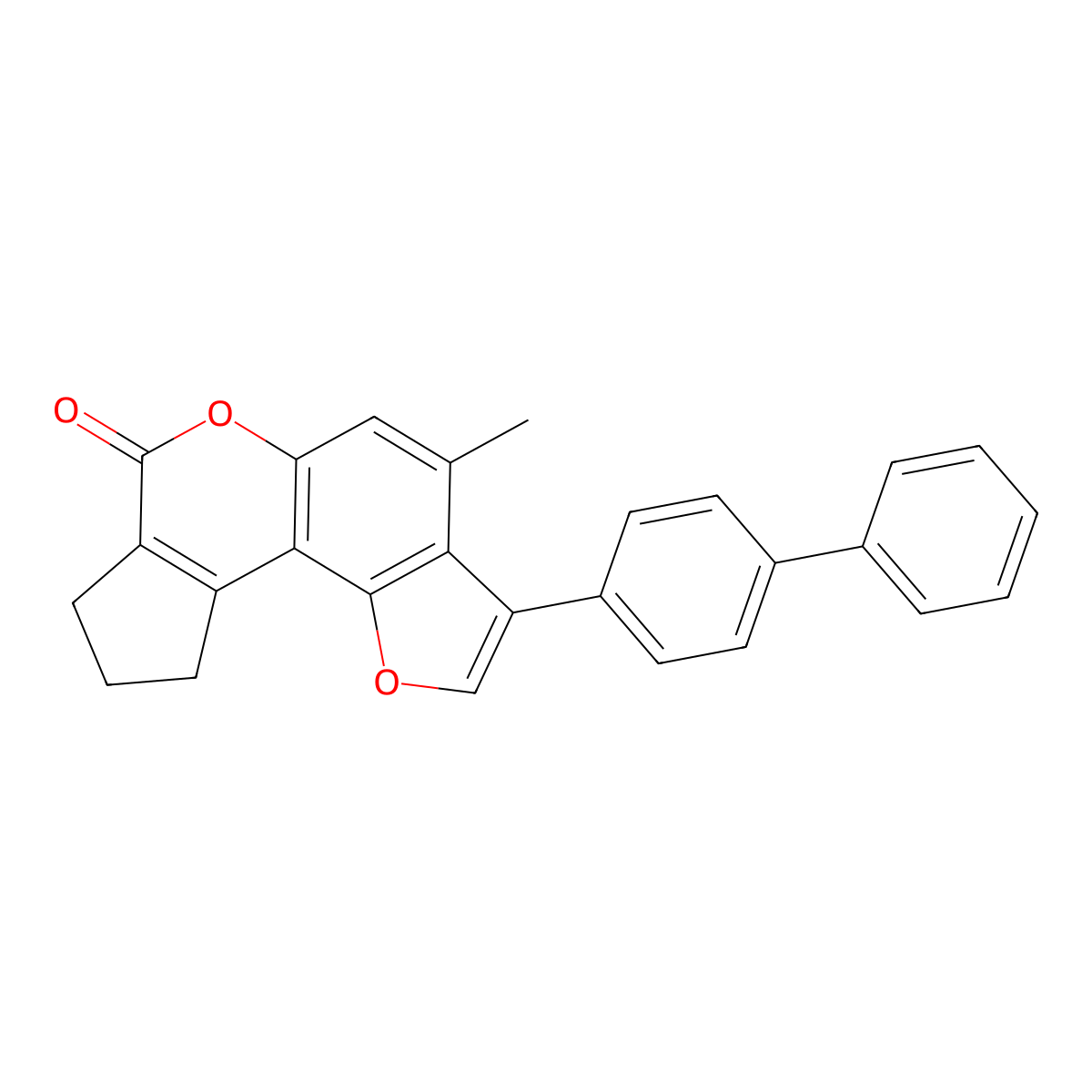 3-(4-biphenylyl)-4-methyl-9,10-dihydrocyclopenta[c]furo[2,3-f]chromen-7(8H)-one molecular structure, CAS 374766-70-8