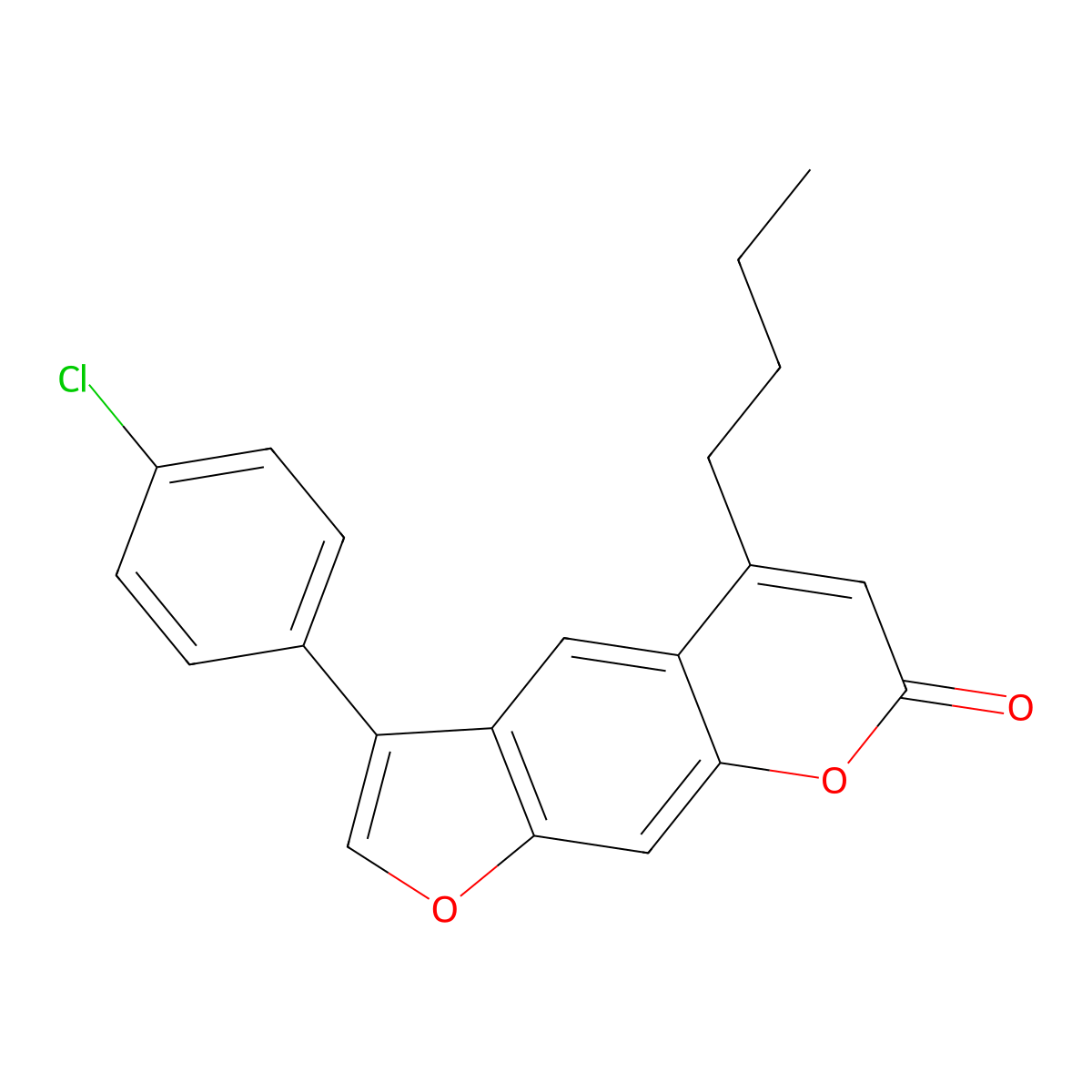 5-butyl-3-(4-chlorophenyl)-7H-furo[3,2-g]chromen-7-one molecular structure, CAS 374766-74-2