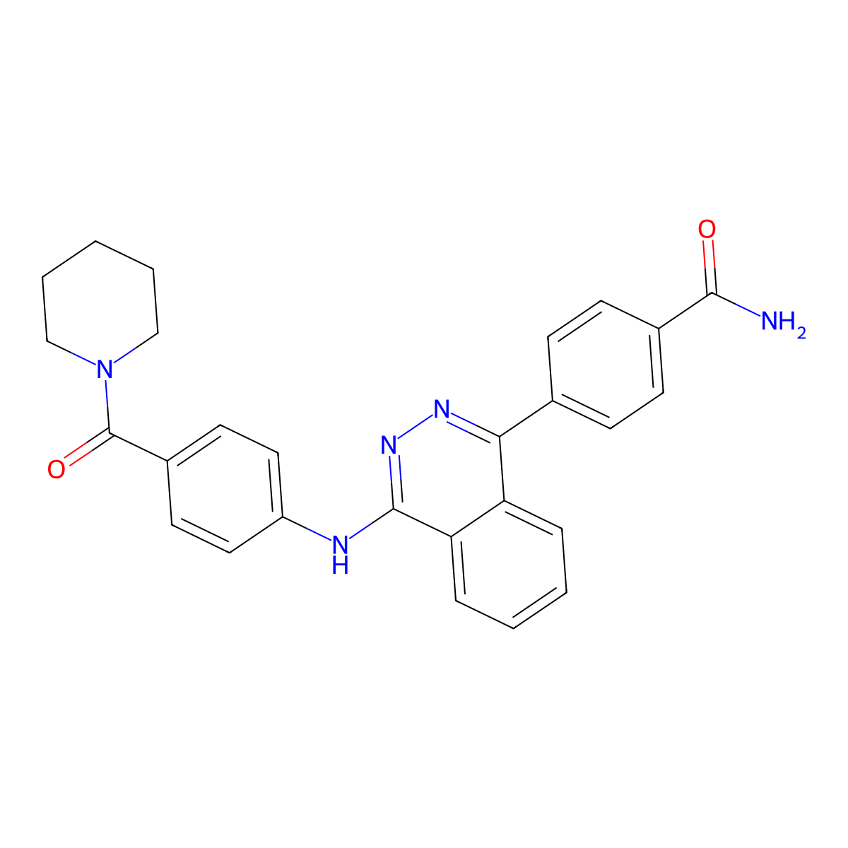 4-(4-{[4-(Piperidin-1-ylcarbonyl)phenyl]amino}phthalazin-1-yl)benzamide molecular structure, CAS 374766-77-5