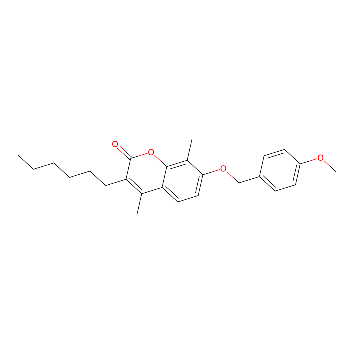 3-hexyl-7-[(4-methoxybenzyl)oxy]-4,8-dimethyl-2H-chromen-2-one molecular structure, CAS 374766-94-6