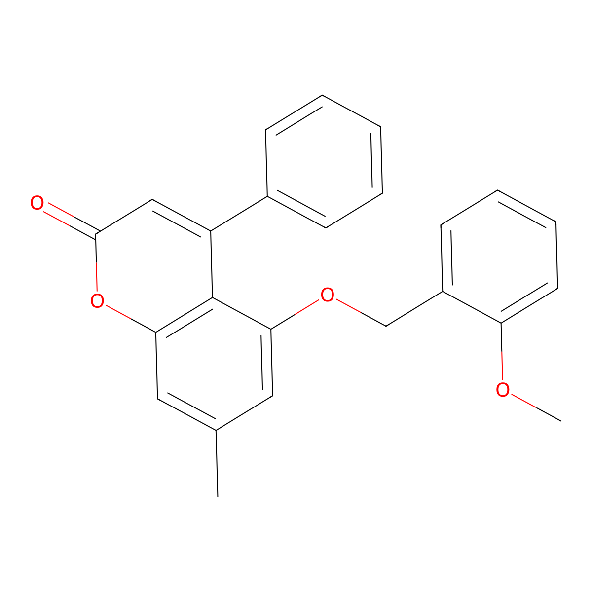 5-[(2-methoxybenzyl)oxy]-7-methyl-4-phenyl-2H-chromen-2-one molecular structure, CAS 374766-96-8