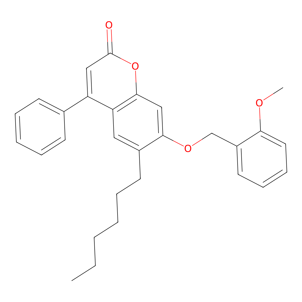 6-hexyl-7-[(2-methoxybenzyl)oxy]-4-phenyl-2H-chromen-2-one molecular structure, CAS 374766-98-0