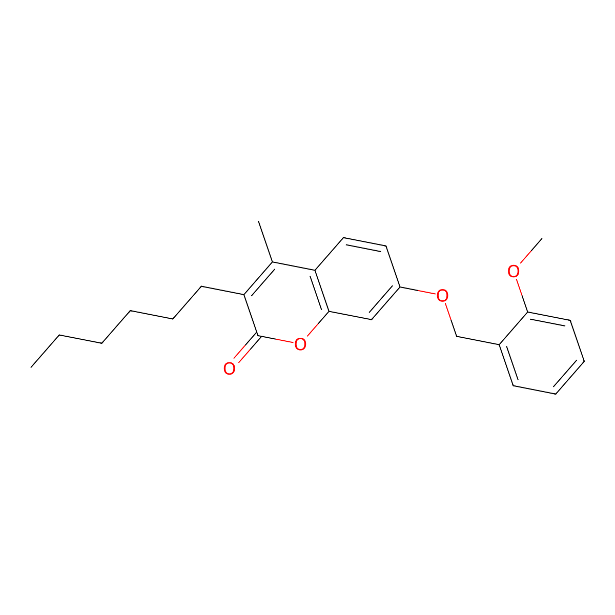 3-hexyl-7-[(2-methoxybenzyl)oxy]-4-methyl-2H-chromen-2-one molecular structure, CAS 374767-01-8