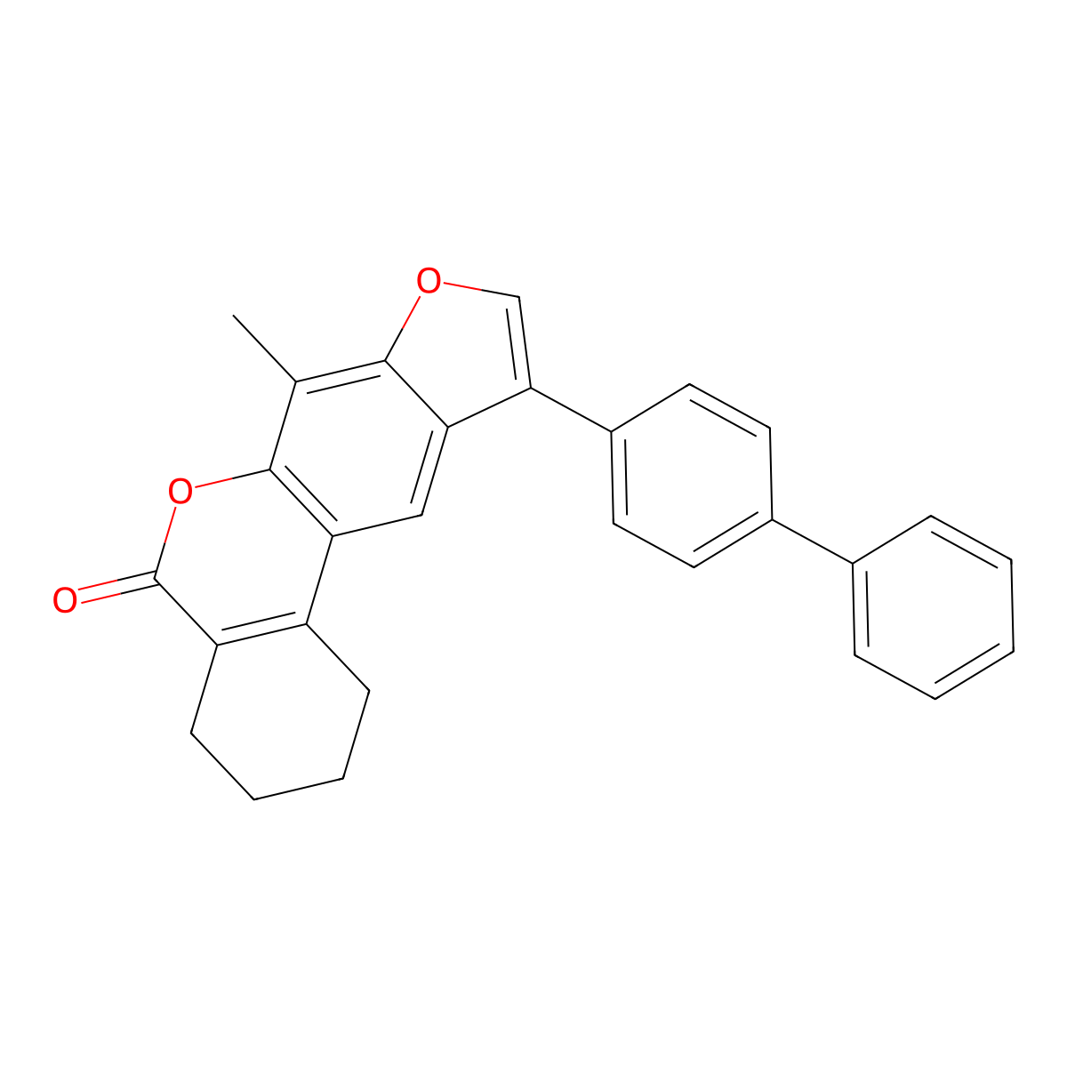 10-(biphenyl-4-yl)-7-methyl-1,2,3,4-tetrahydro-5H-benzo[c]furo[3,2-g]chromen-5-one molecular structure, CAS 374767-03-0