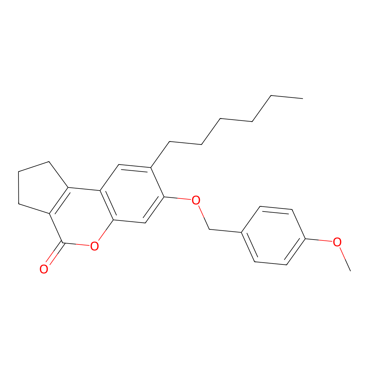 8-hexyl-7-[(4-methoxybenzyl)oxy]-2,3-dihydrocyclopenta[c]chromen-4(1H)-one molecular structure, CAS 374767-07-4