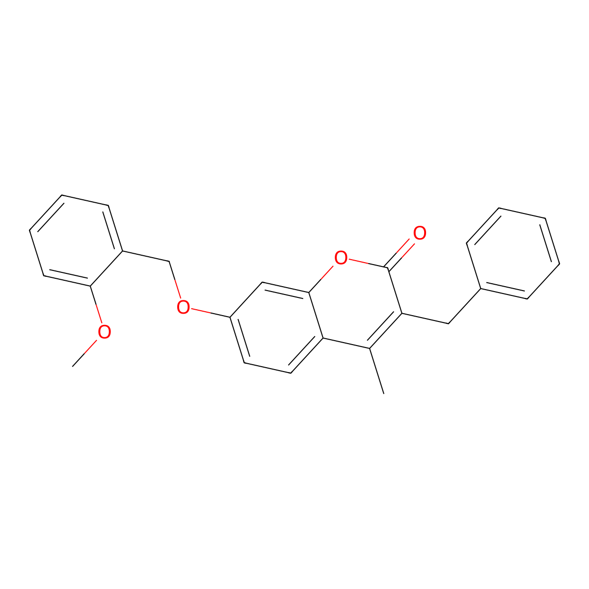 3-benzyl-7-[(2-methoxybenzyl)oxy]-4-methyl-2H-chromen-2-one molecular structure, CAS 374767-09-6