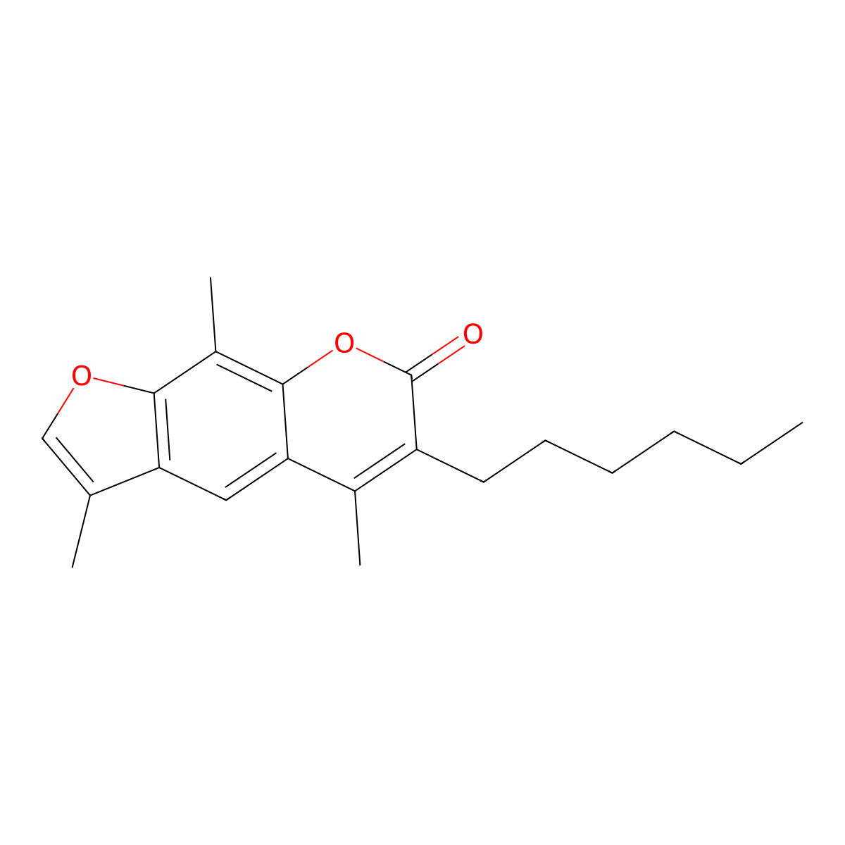6-hexyl-3,5,9-trimethyl-7H-furo[3,2-g]chromen-7-one molecular structure, CAS 374767-13-2