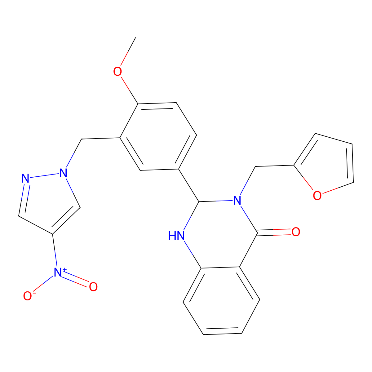 3-(Furan-2-ylmethyl)-2-[4-methoxy-3-[(4-nitropyrazol-1-yl)methyl]phenyl]-1,2-dihydroquinazolin-4-one molecular structure, CAS 374767-14-3
