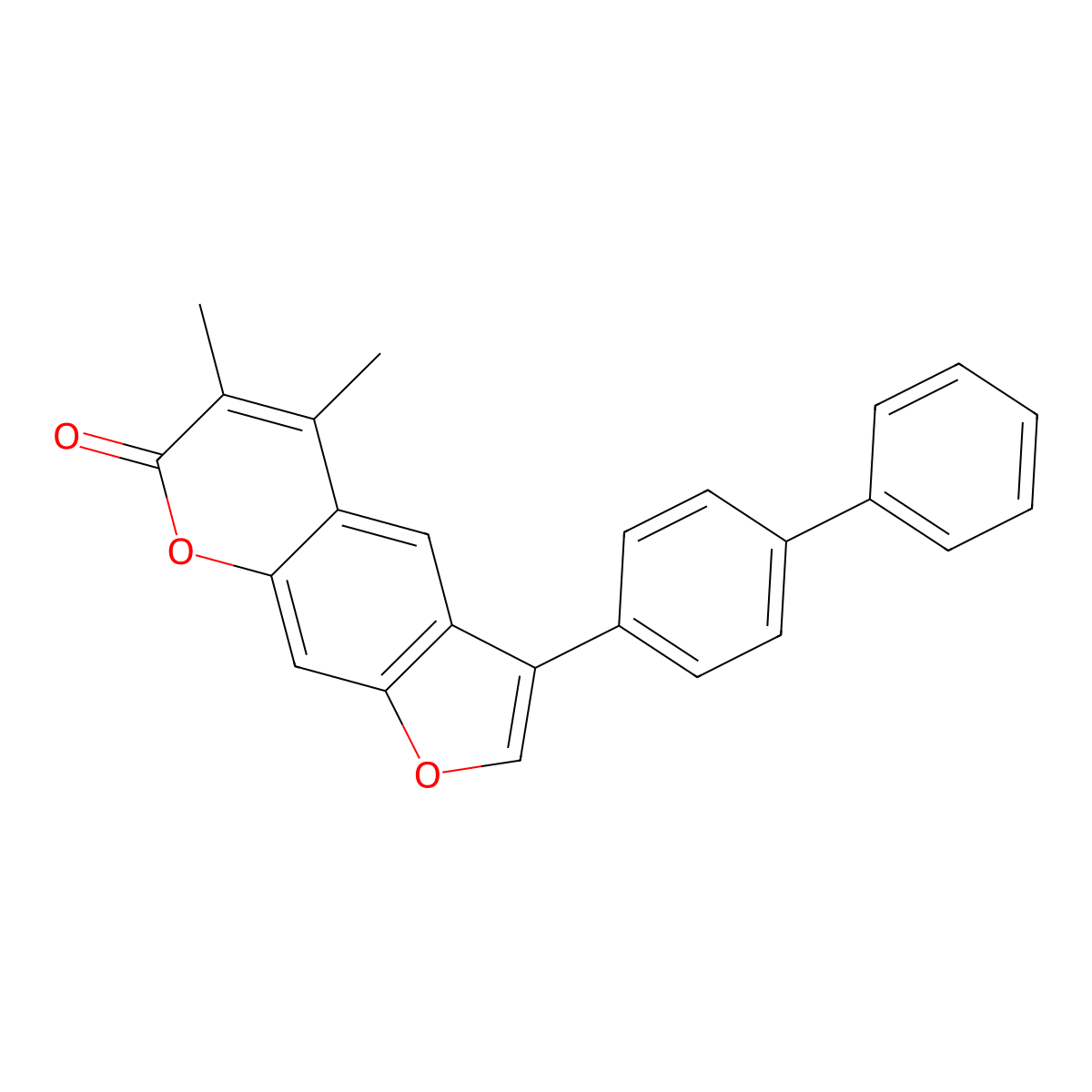 3-(biphenyl-4-yl)-5,6-dimethyl-7H-furo[3,2-g]chromen-7-one molecular structure, CAS 374767-34-7