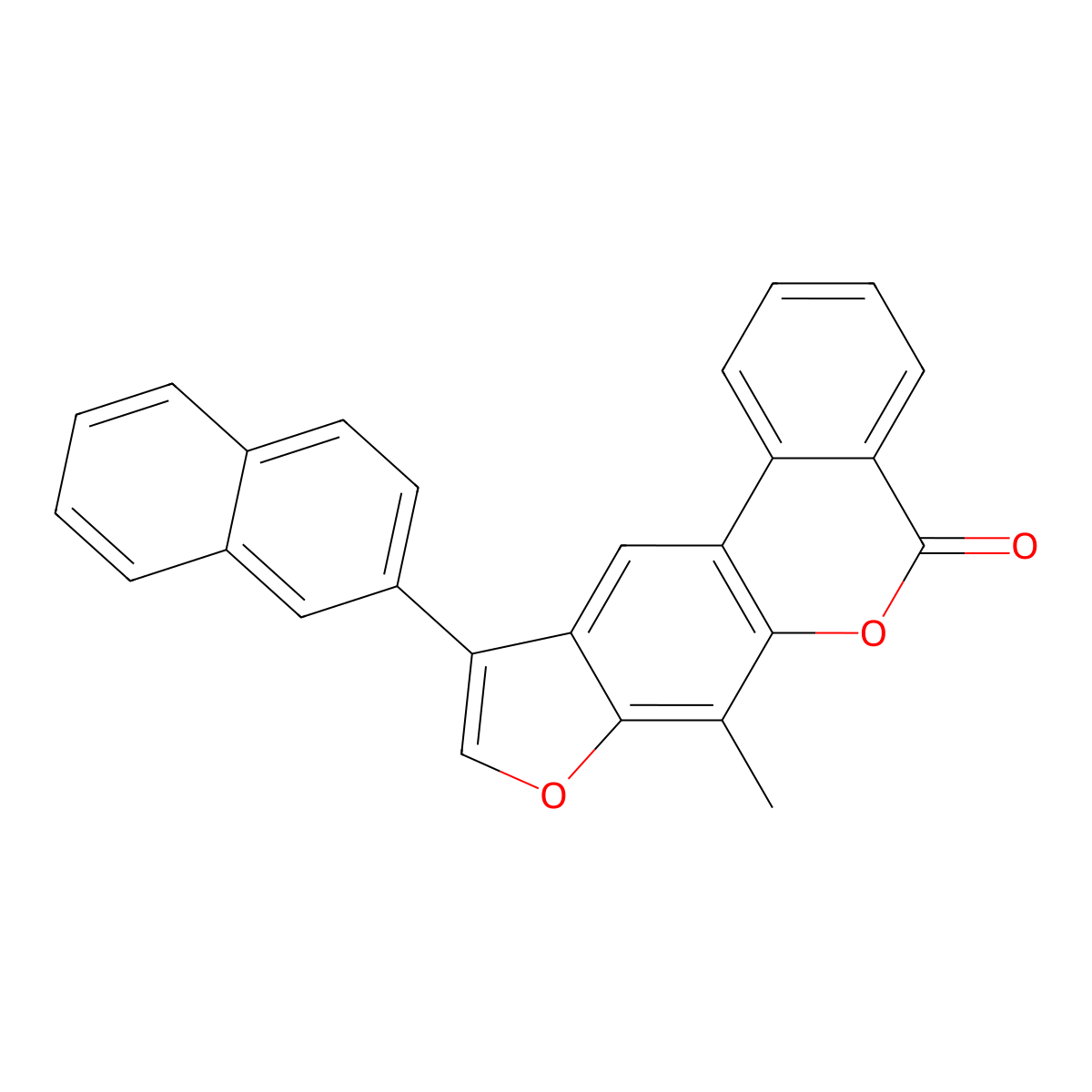 7-methyl-10-(naphthalen-2-yl)-5H-benzo[c]furo[3,2-g]chromen-5-one molecular structure, CAS 374767-36-9