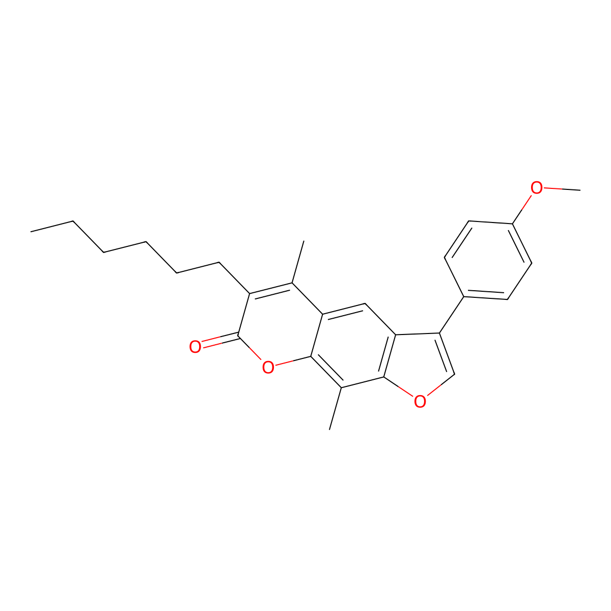 6-hexyl-3-(4-methoxyphenyl)-5,9-dimethyl-7H-furo[3,2-g]chromen-7-one molecular structure, CAS 374767-56-3