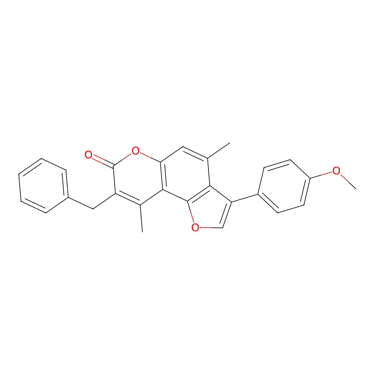 8-benzyl-3-(4-methoxyphenyl)-4,9-dimethyl-7H-furo[2,3-f]chromen-7-one molecular structure, CAS 374767-58-5