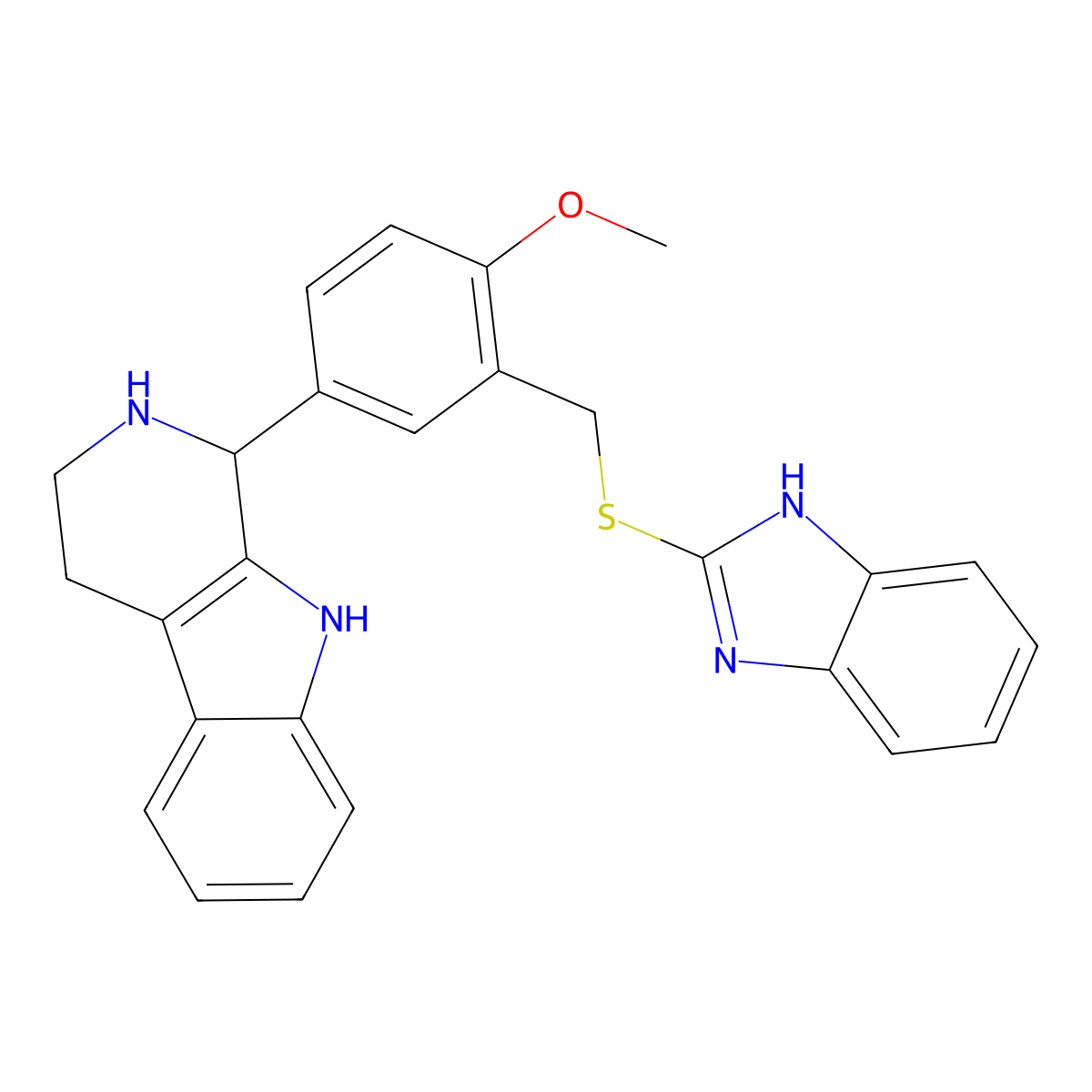 1-{3-[(1H-Benzimidazol-2-ylthio)methyl]-4-methoxyphenyl}-2,3,4,9-tetrahydro-1H-beta-carboline molecular structure, CAS 374767-67-6