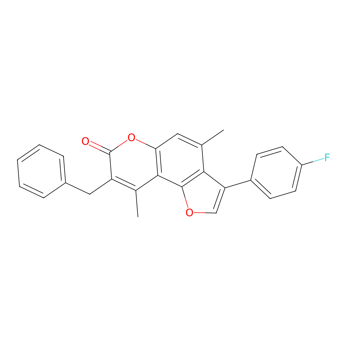 8-benzyl-3-(4-fluorophenyl)-4,9-dimethyl-7H-furo[2,3-f]chromen-7-one molecular structure, CAS 374767-69-8