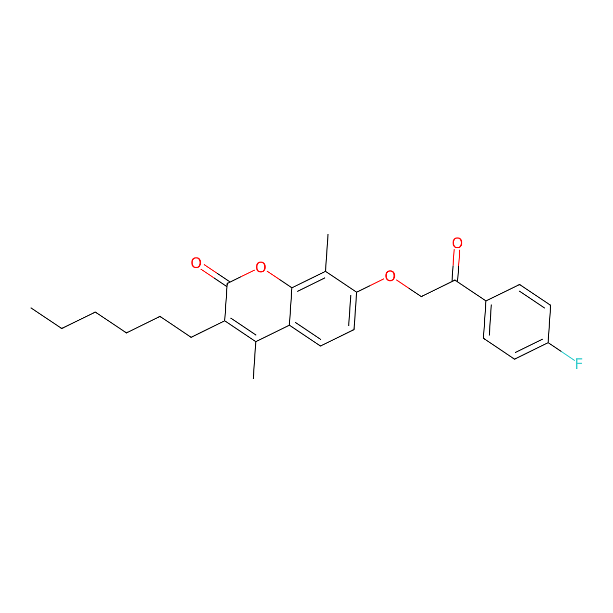 7-[2-(4-fluorophenyl)-2-oxoethoxy]-3-hexyl-4,8-dimethyl-2H-chromen-2-one molecular structure, CAS 374767-71-2