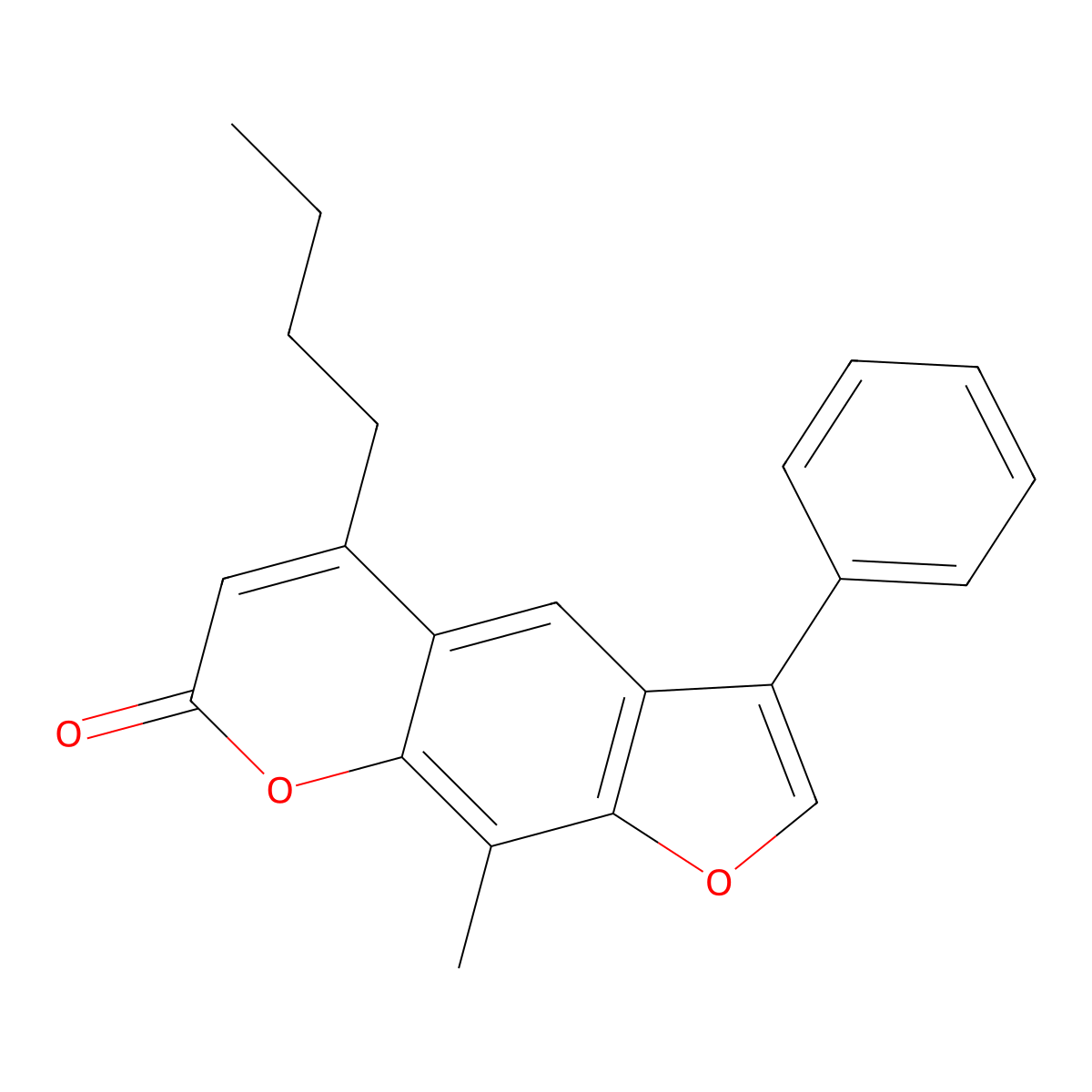 5-butyl-9-methyl-3-phenyl-7H-furo[3,2-g]chromen-7-one molecular structure, CAS 374767-76-7
