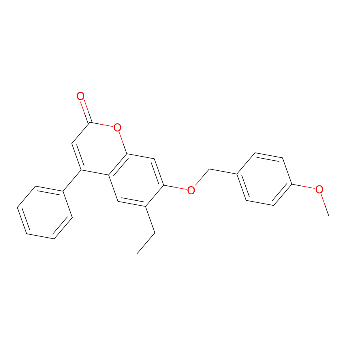 6-Ethyl-7-((4-methoxybenzyl)oxy)-4-phenyl-2H-chromen-2-one molecular structure, CAS 374767-80-3