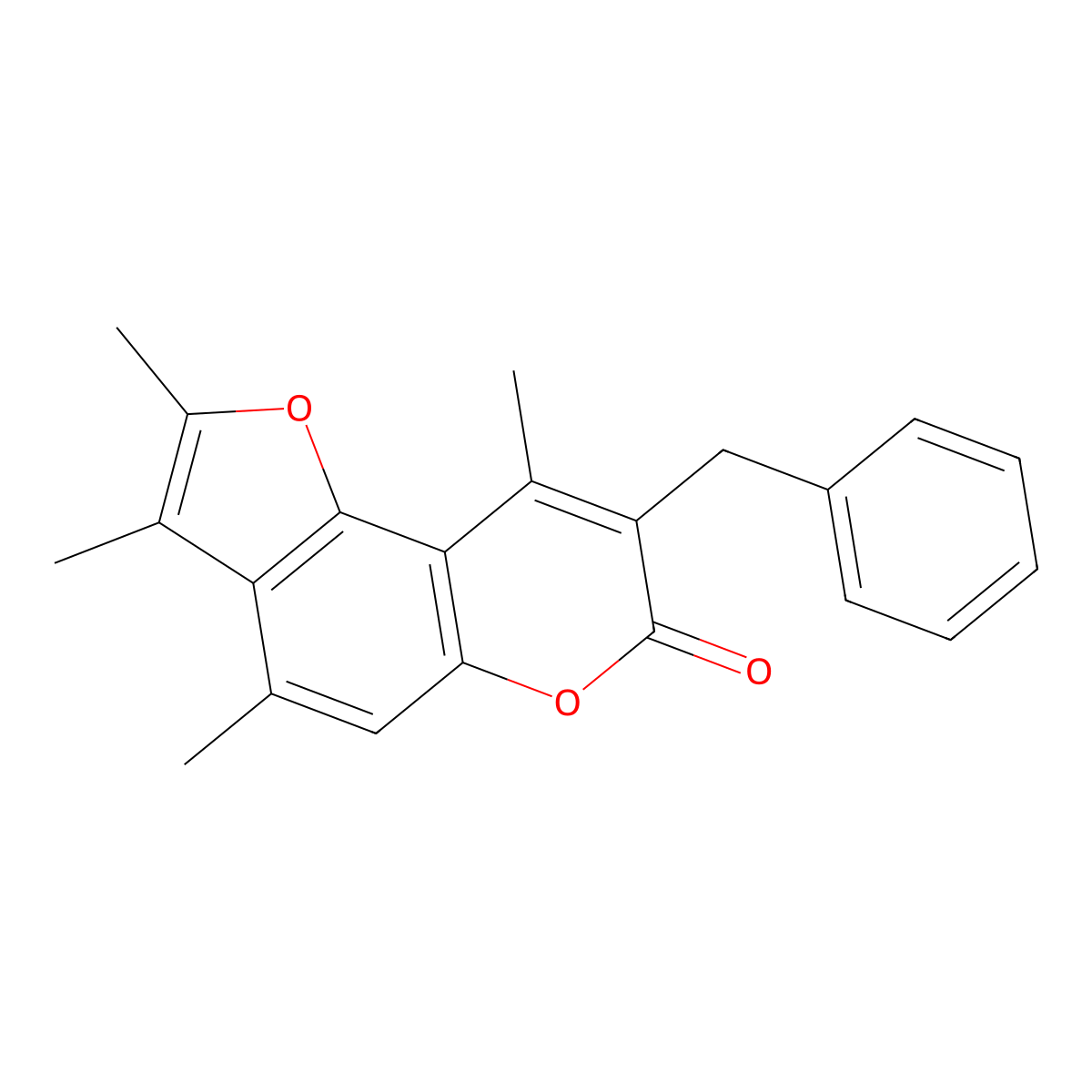 8-benzyl-2,3,4,9-tetramethyl-7H-furo[2,3-f]chromen-7-one molecular structure, CAS 374767-90-5